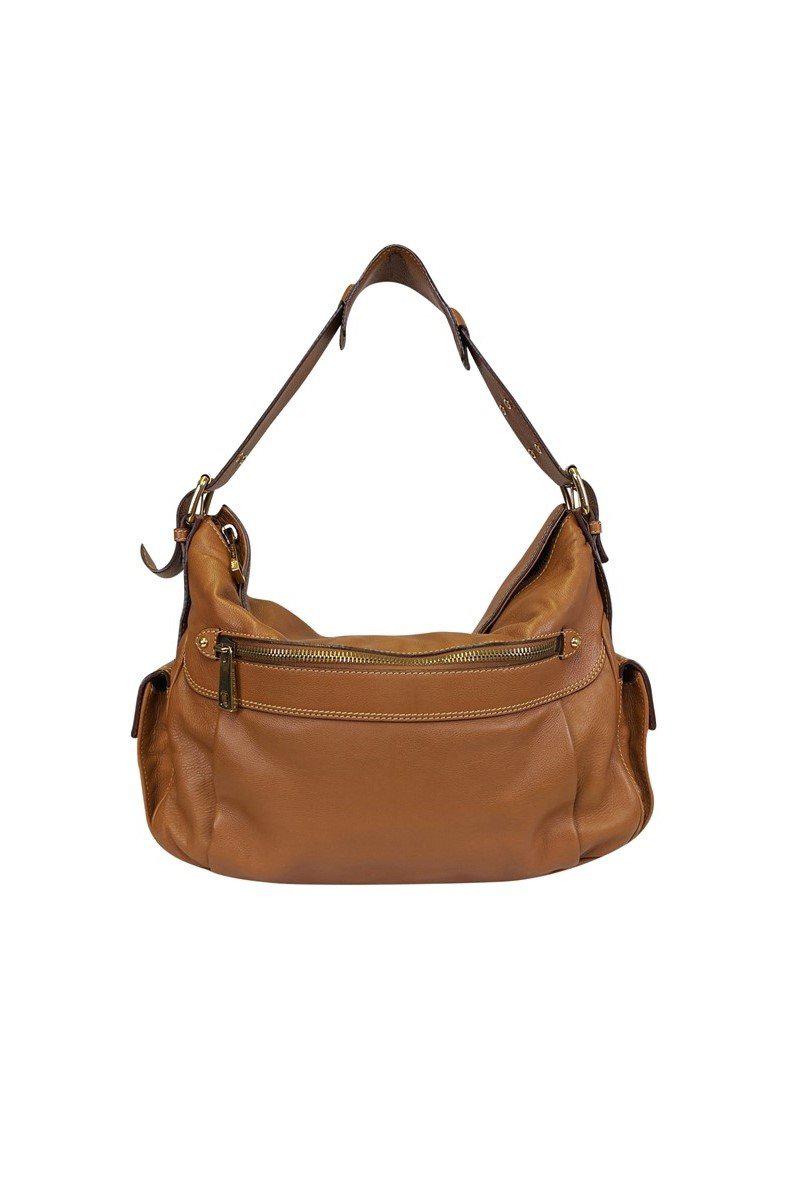 Marc Jacobs Brown Leather Shoulder Purse with Stunning Gold Hardware