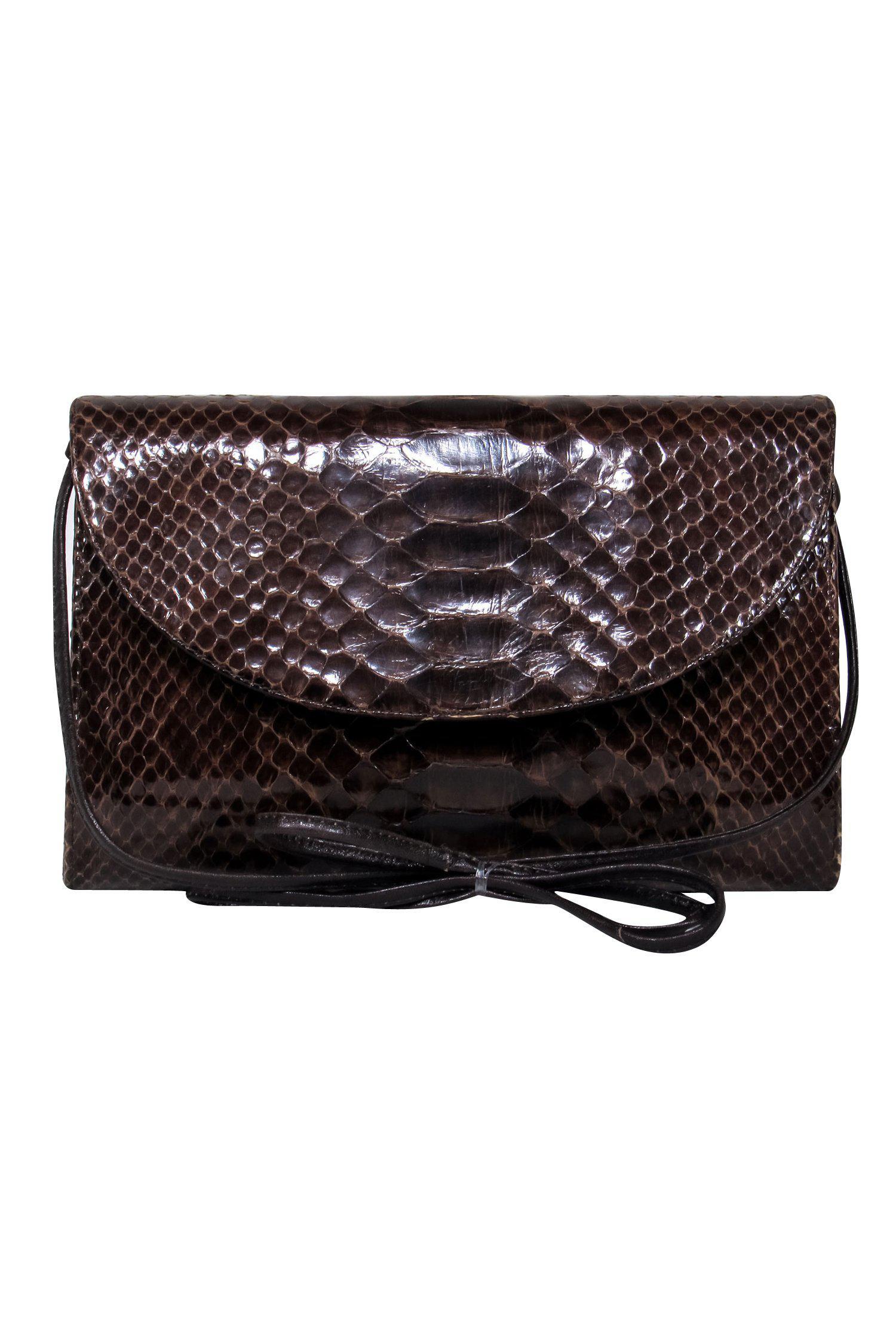 Koret Vintage Brown Patent Snakeskin Flap Crossbody - A Boho Fashion Must-Have