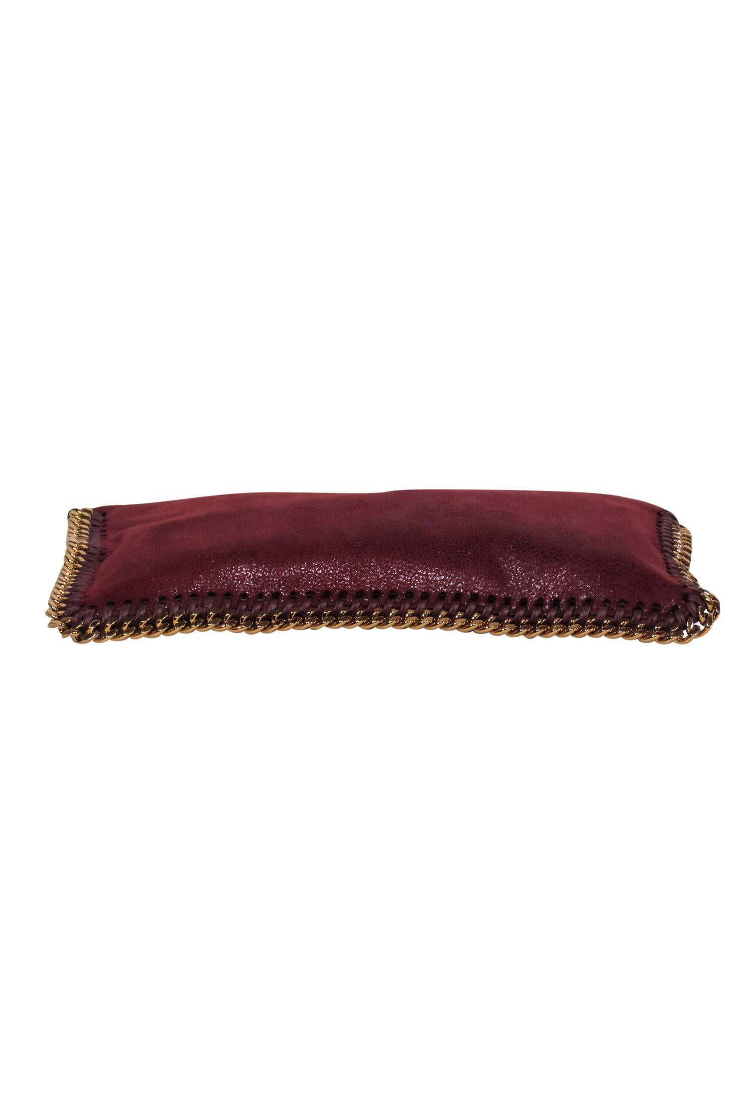Stella McCartney - Must-Have Burgundy Vegan Suede Falabella Mini Handbag with Chain Strap
