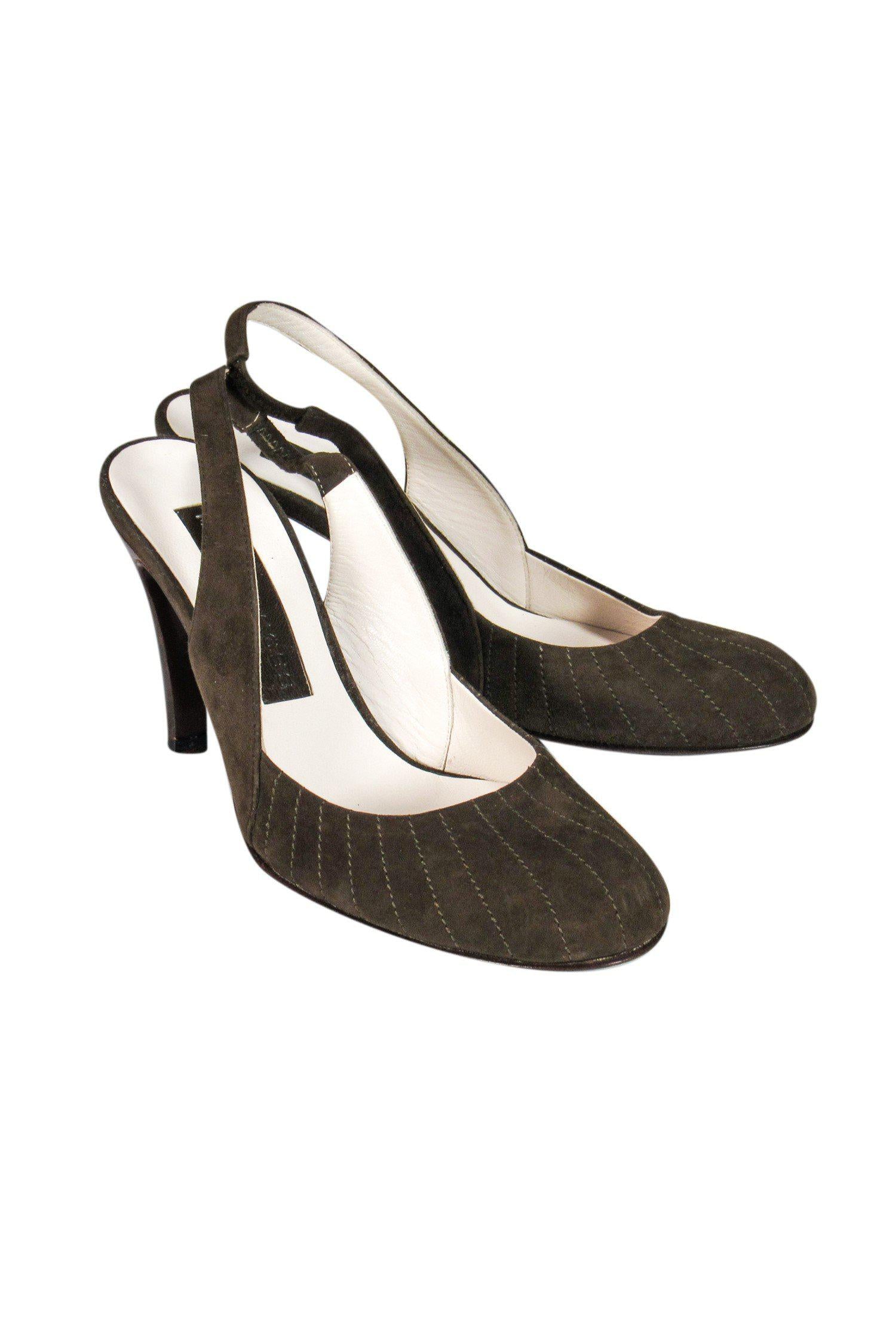 Marc Jacobs Brown Suede Slingback Stitched Heels - Size 6