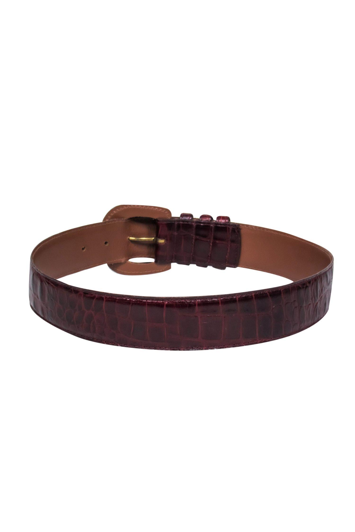 Exquisite Brown Italian Alligator Leather Belt - Size S