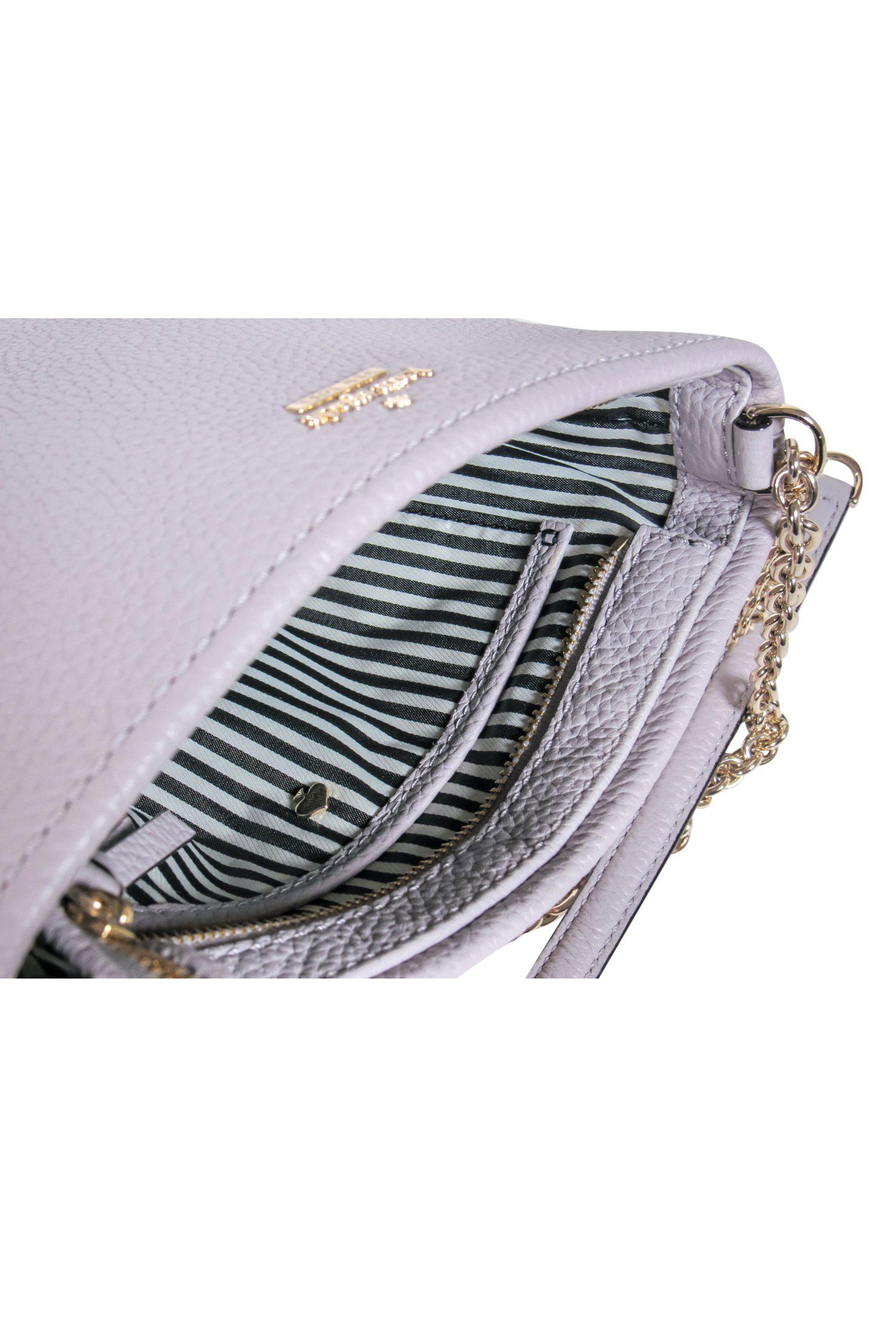 Kate Spade Light Grey Pebbled Leather Gold Chain Crossbody - A Chic Essential