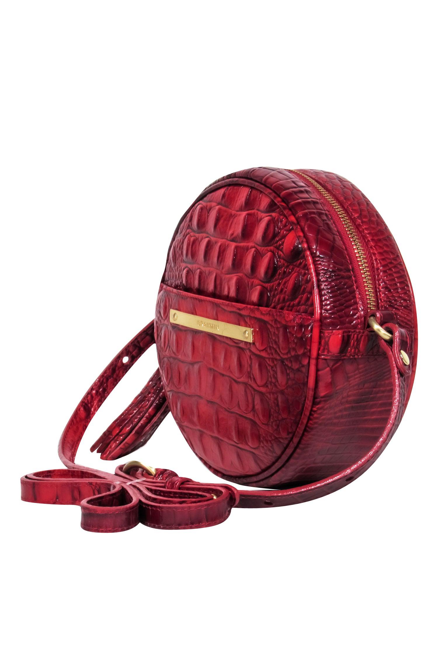 Brahmin's Stunning Red Croc Embossed Circle Crossbody Bag