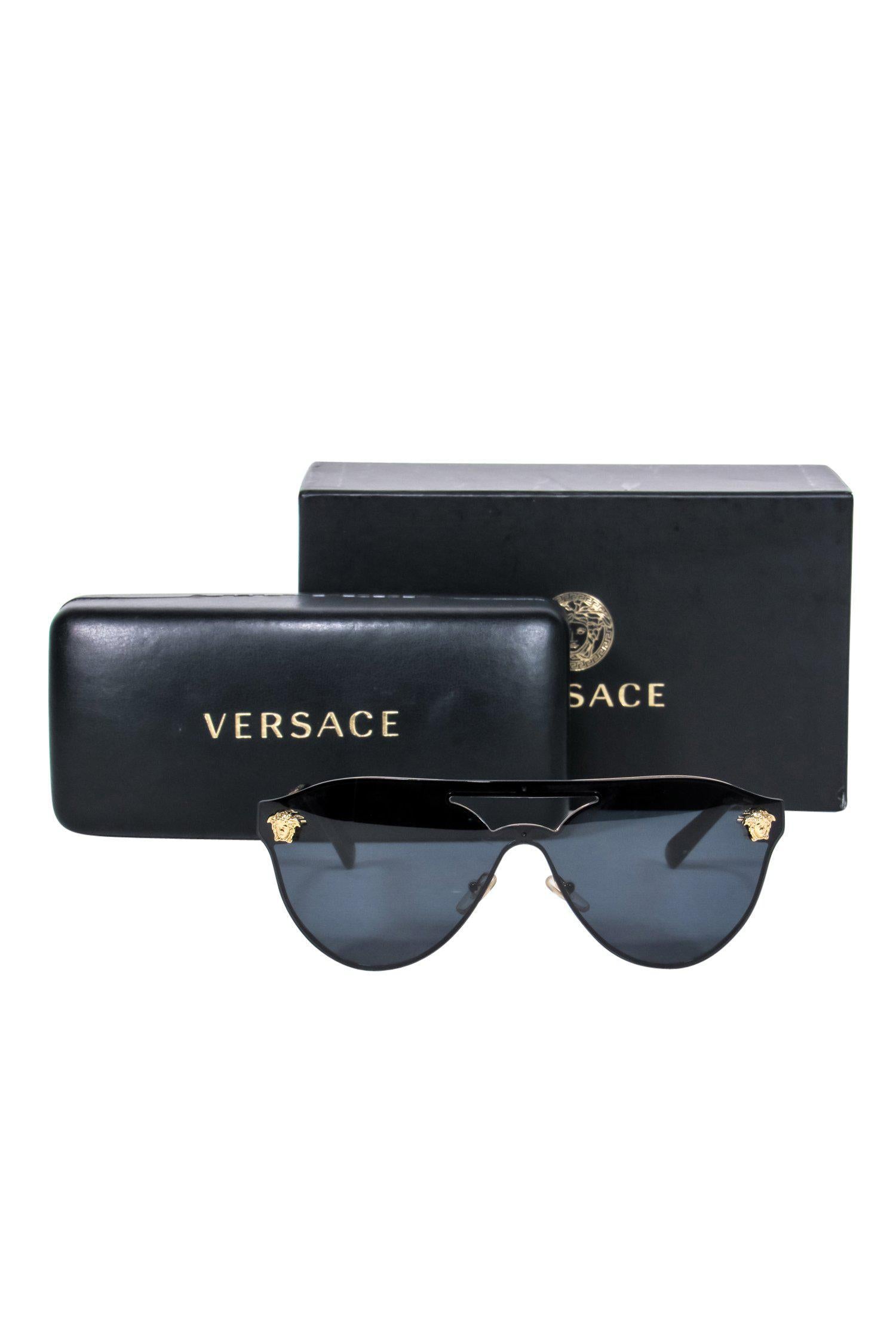 Versace - Stunning Black Shield-Style Aviator Sunglasses
