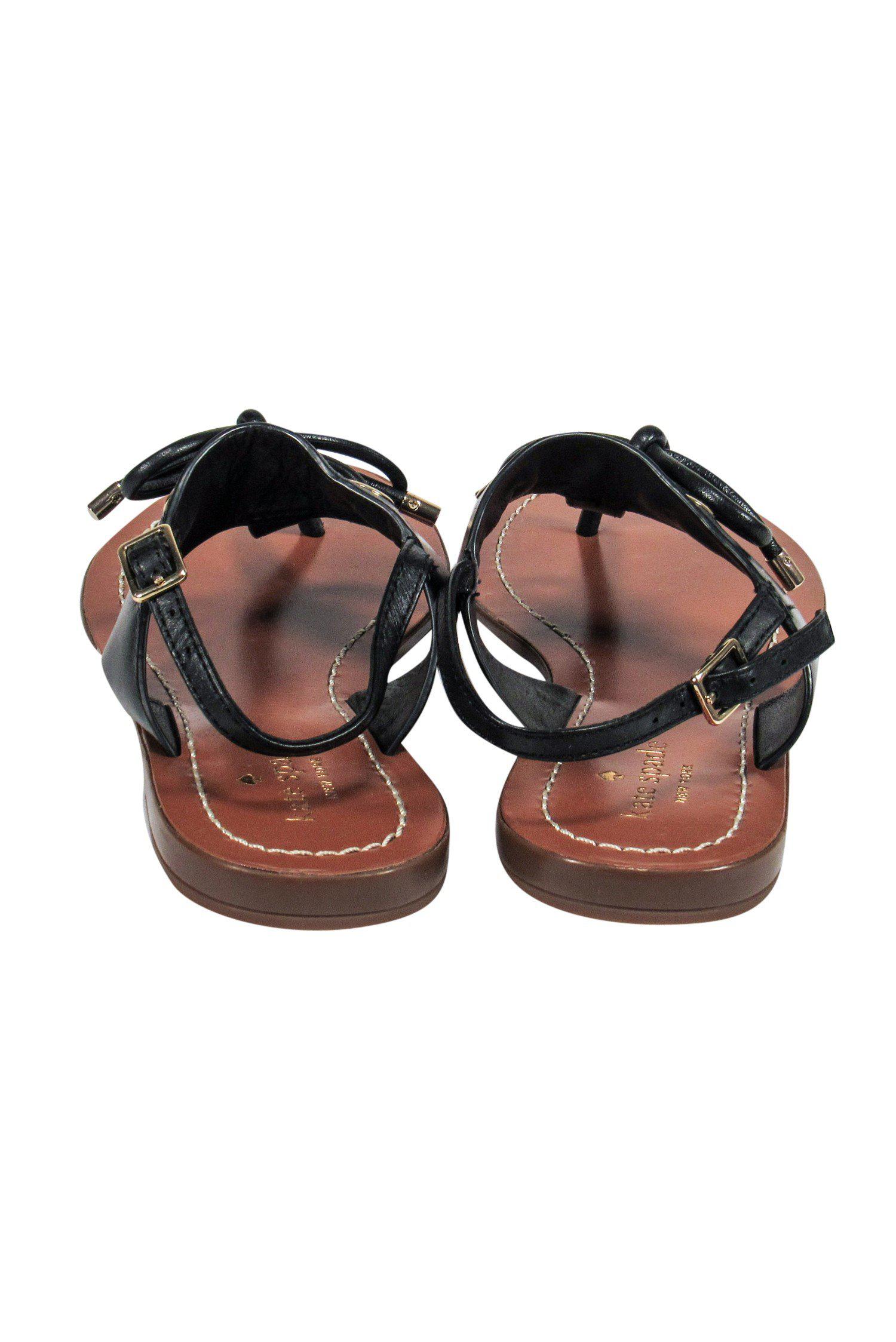 Kate Spade Stylish Black Leather Thong Sandals - Size 5