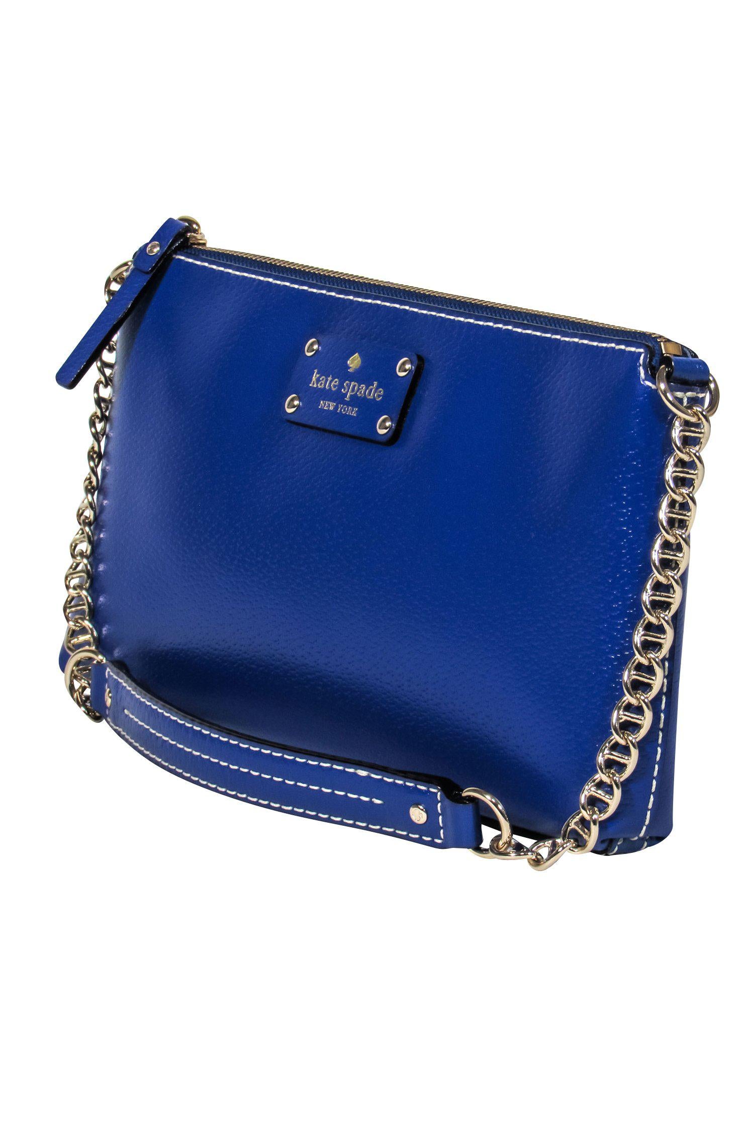 Kate Spade Royal Blue Smooth Leather Chain-Strap Baguette Bag - Irresistible Downtown Chic!