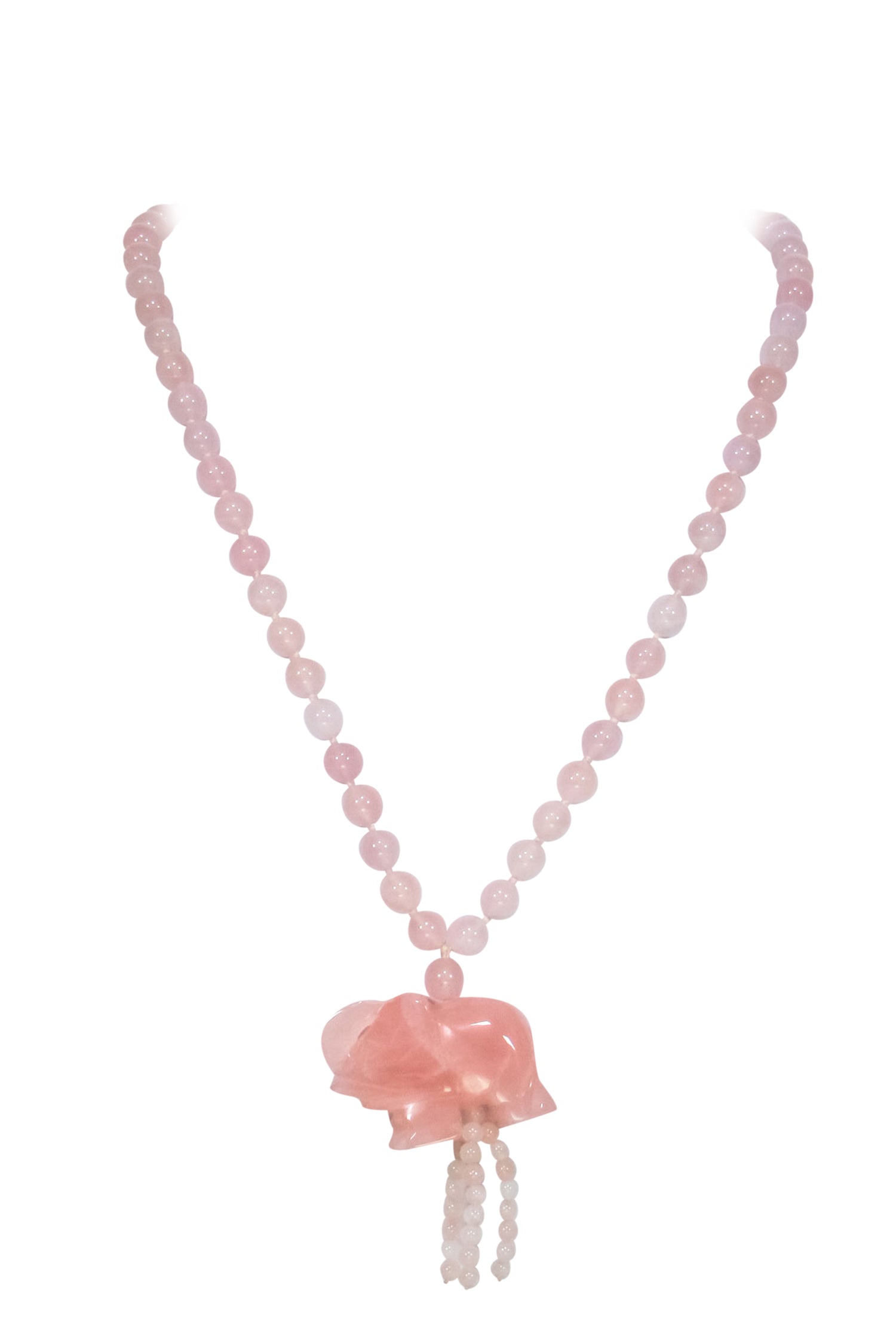 Gorgeous Pink Jade Elephant Pendant Statement Necklace