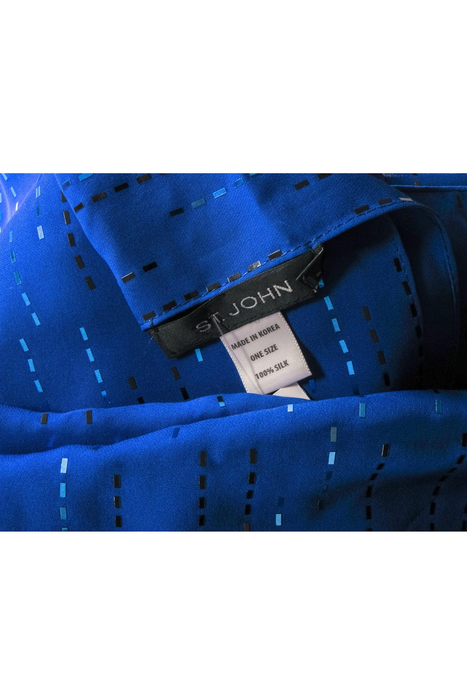 St. John's Enchanting Cobalt Blue Sequined Silk Scarf