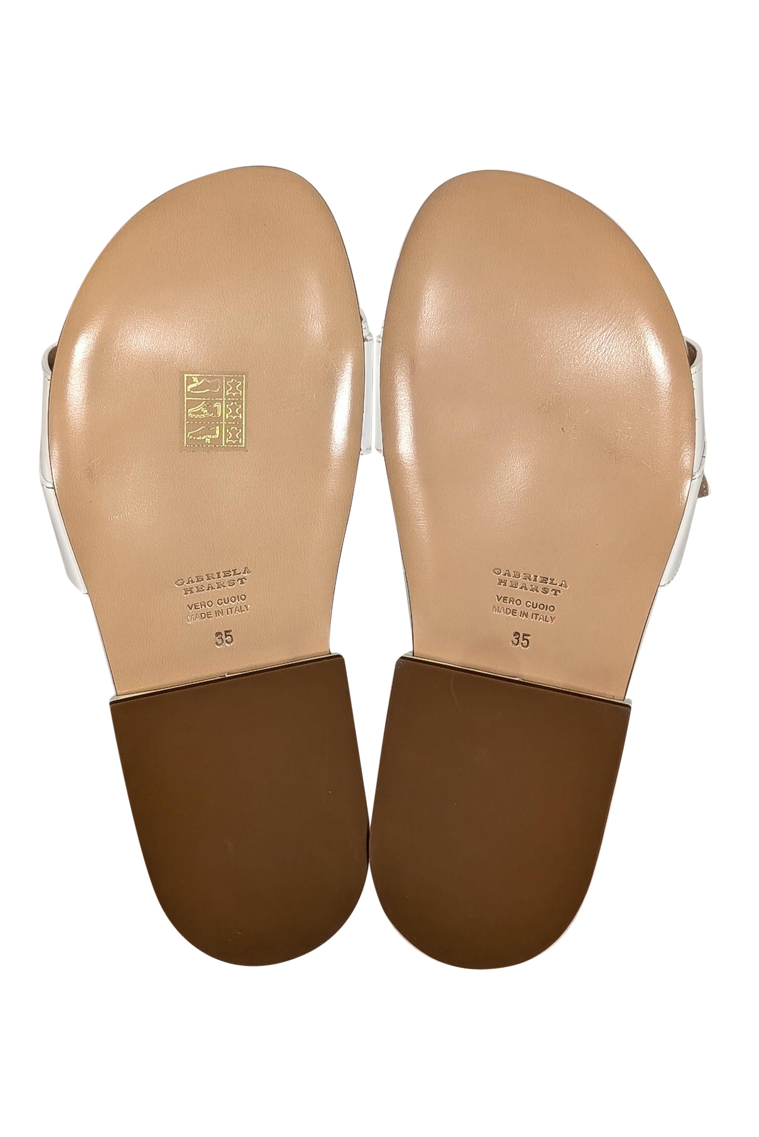 Gabriela Hearst's Stunning Ivory Leather Slide Sandals with Gold Buckle - Size 5