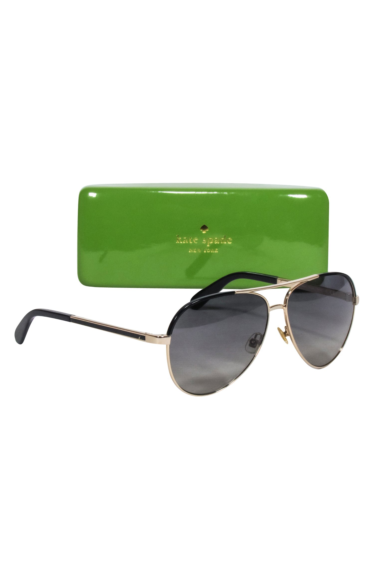 Kate Spade Gold Aviator Sunglasses: Sleek Style with Black Trim and Dark Lenses