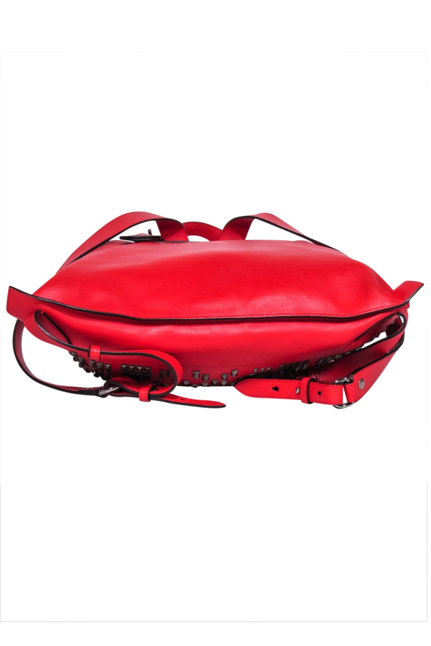 Alexander McQueen Red Leather Studded Front Backpack - Make a Bold Fashion Statement!