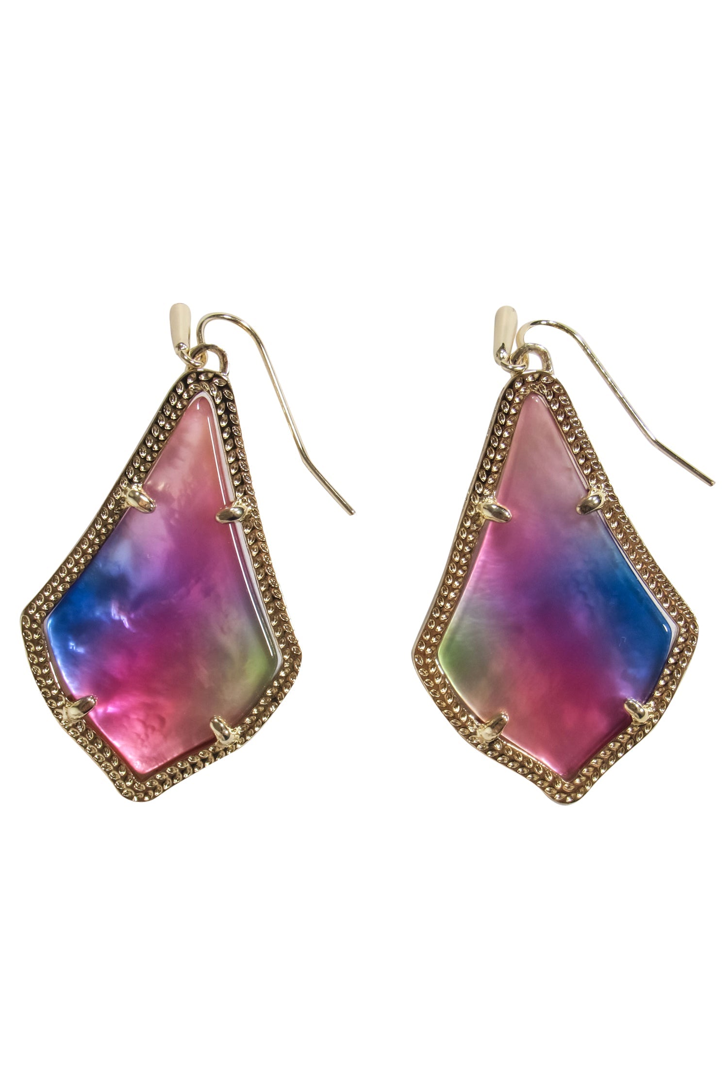 Kendra Scott's Stunning Gold & Multicolor Iridescent Dangle Earrings
