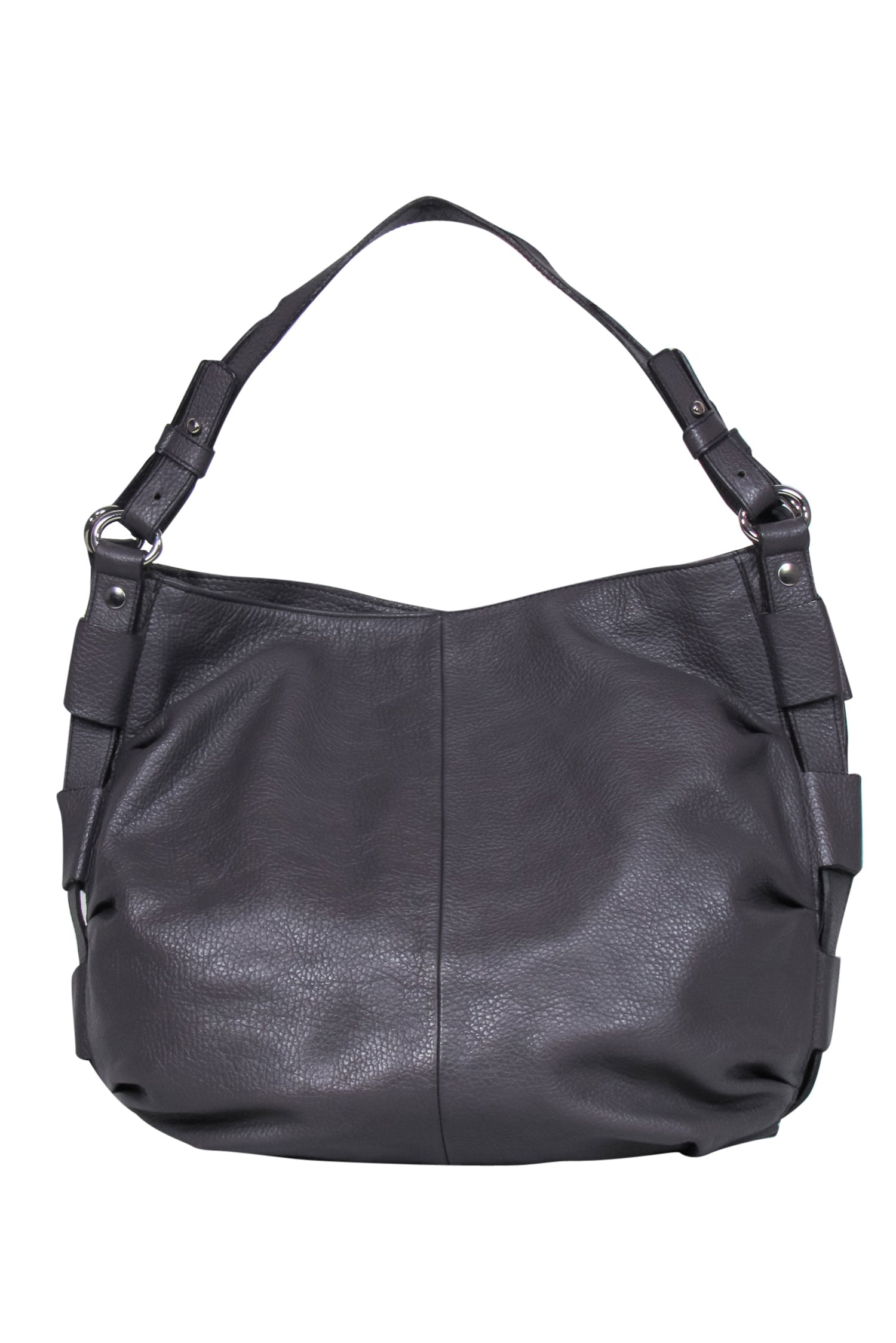 Furla - Stunning Dark Gray Woven Trim Large Shoulder Bag
