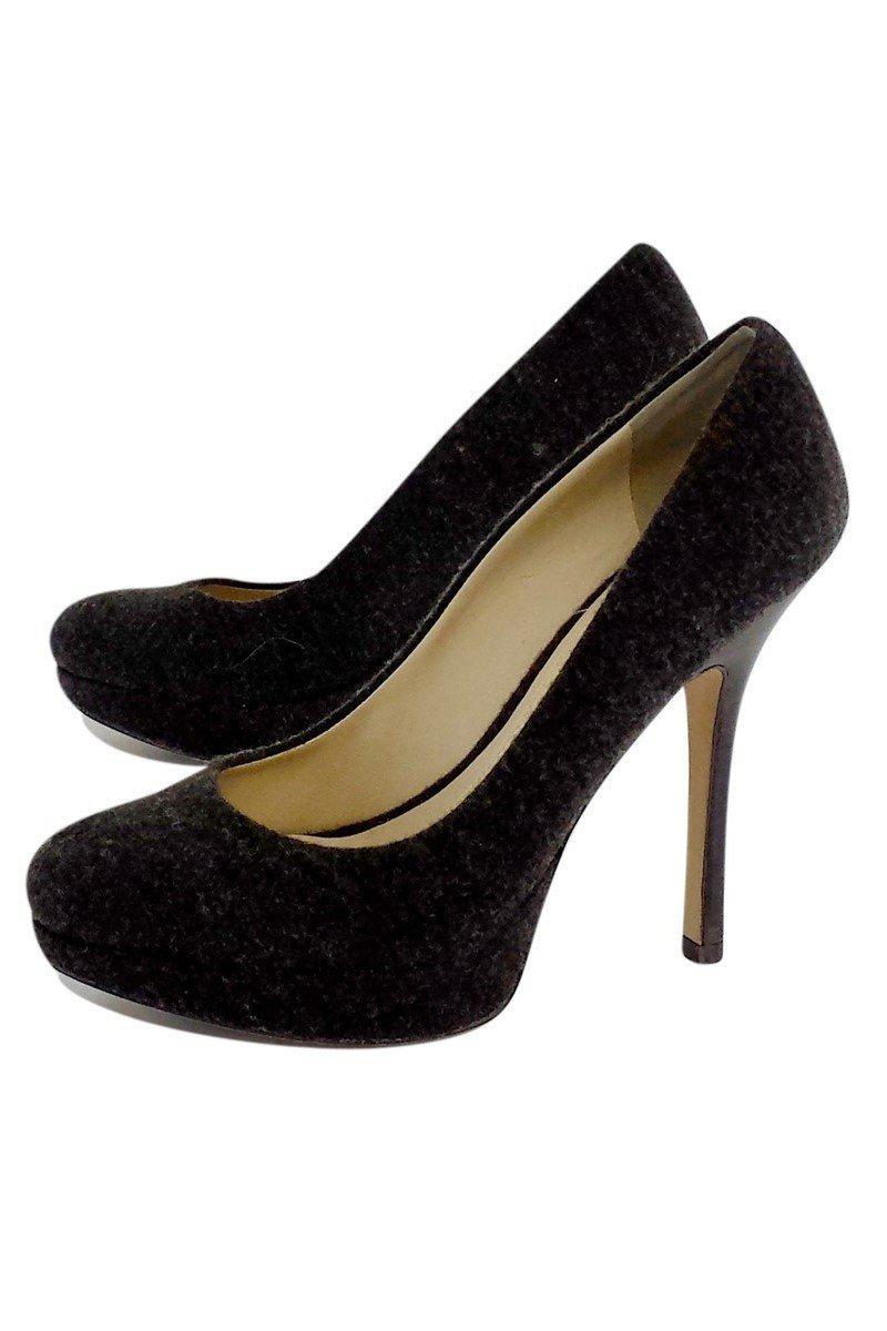 Joan & David's Stunning Grey Wool Platform Pumps - Size 6!