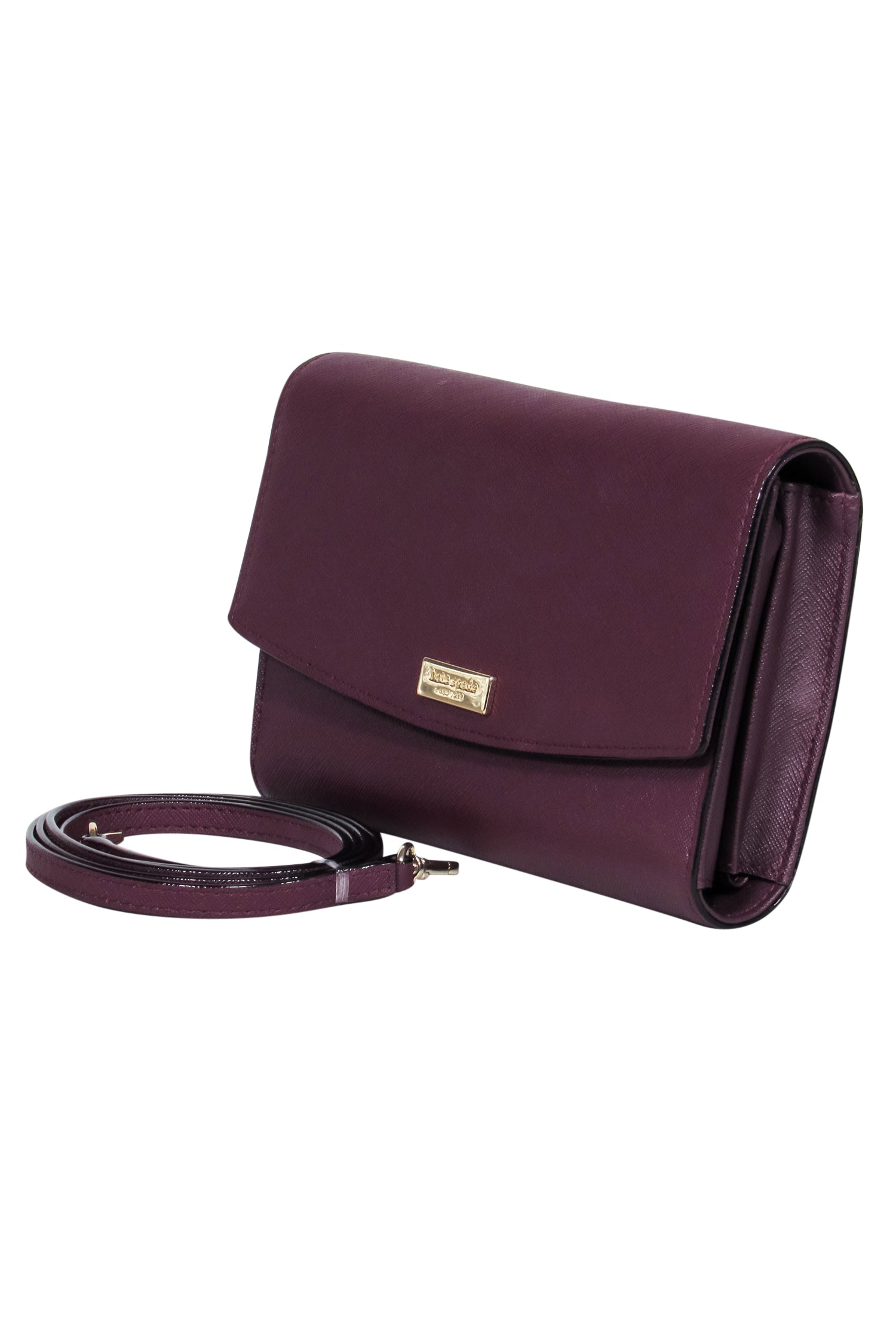 Kate Spade - Stunning Small Deep Purple Wallet-Style Fold-Over Crossbody