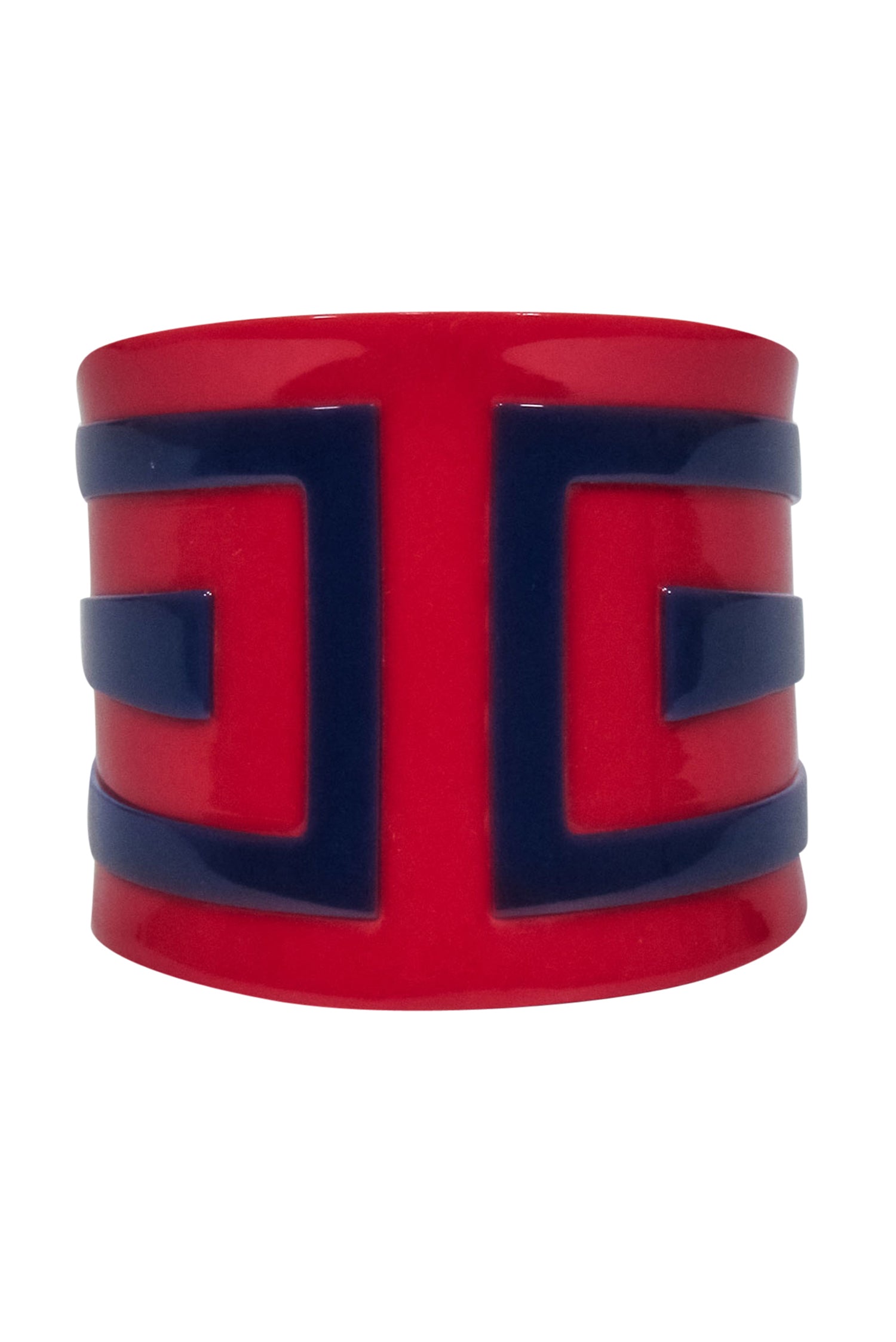 Alexander McQueen - Stunning Red & Navy Geometric Print Cuff Bracelet