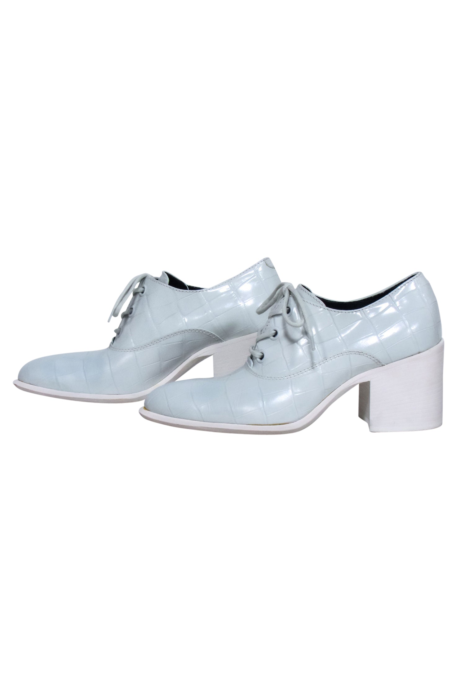 Celine Blue Reptile Embossed Lace - Up Heels: Size 8 Fashion Statement