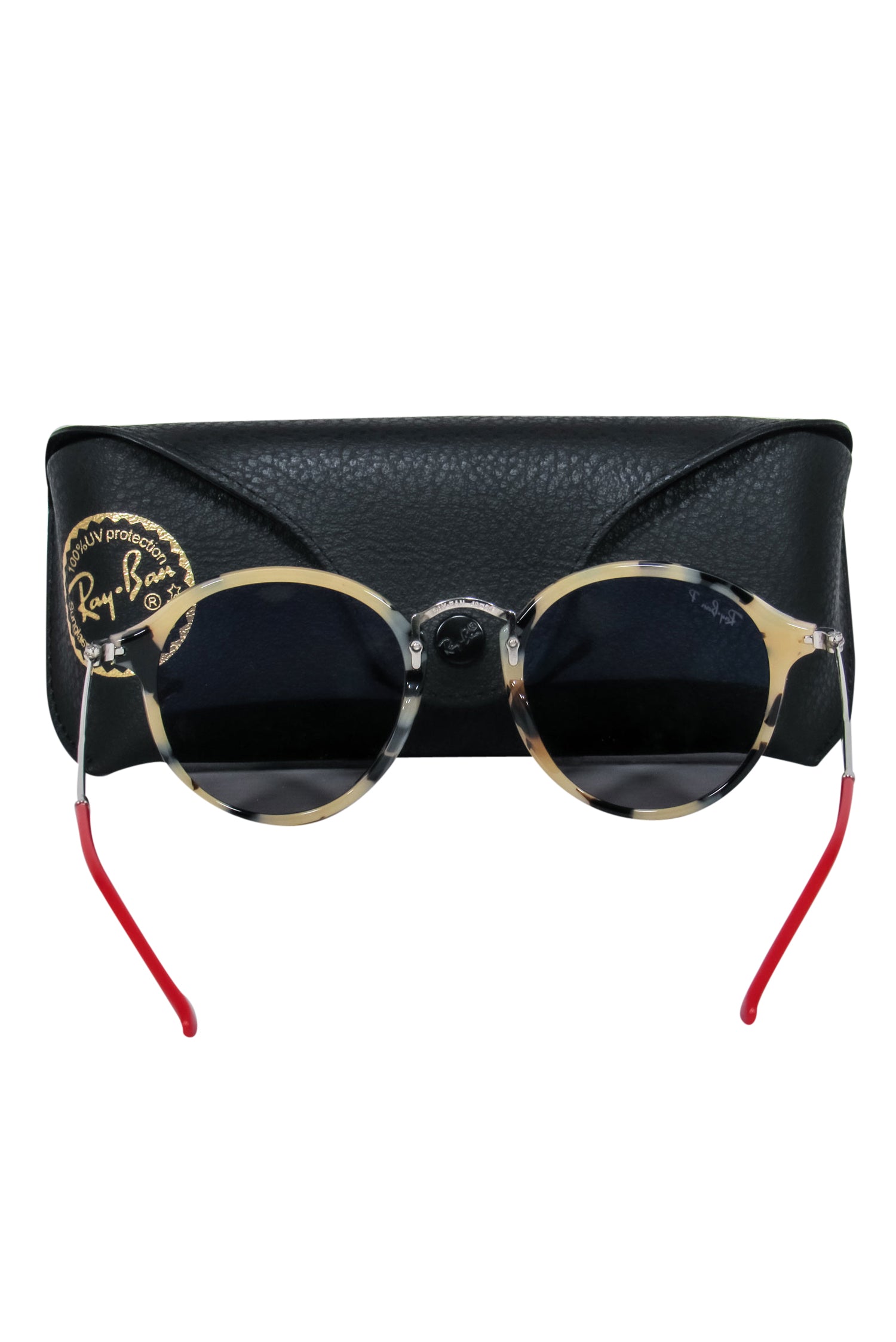 Ray-Ban's Stunning Beige Tortoise Shell & Red Round Sunglasses
