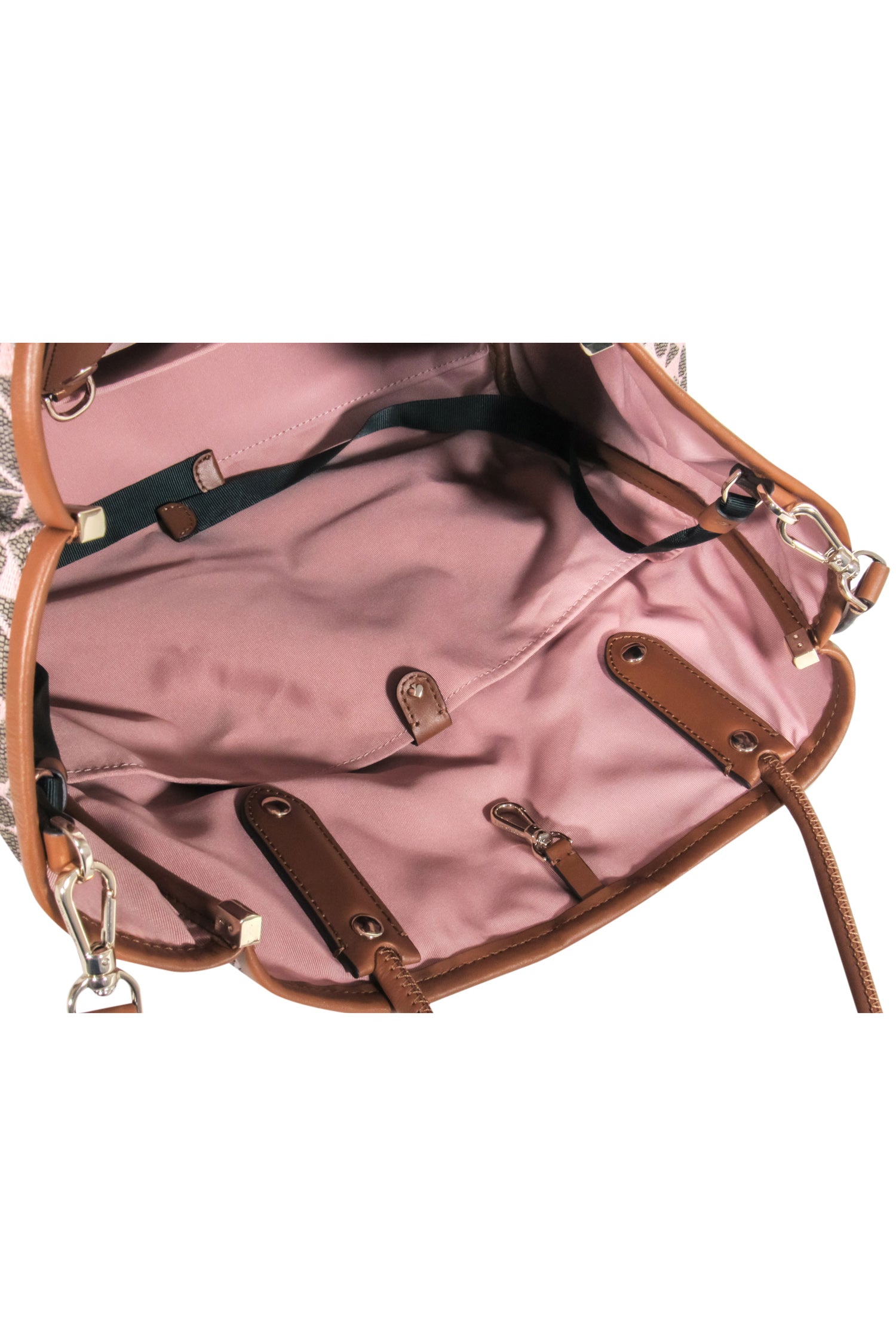 Kate Spade - Stunning Blush, Tan, Green & Mauve Logo Print Tote Bag