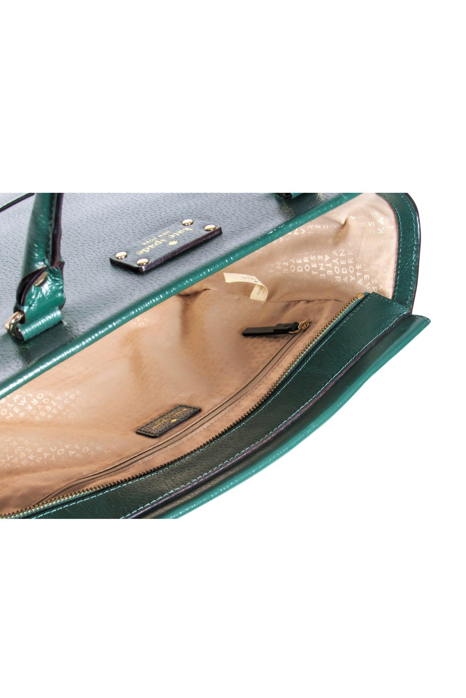Kate Spade Emerald Green Shiny Leather Zippered Tote - A Fashion Statement