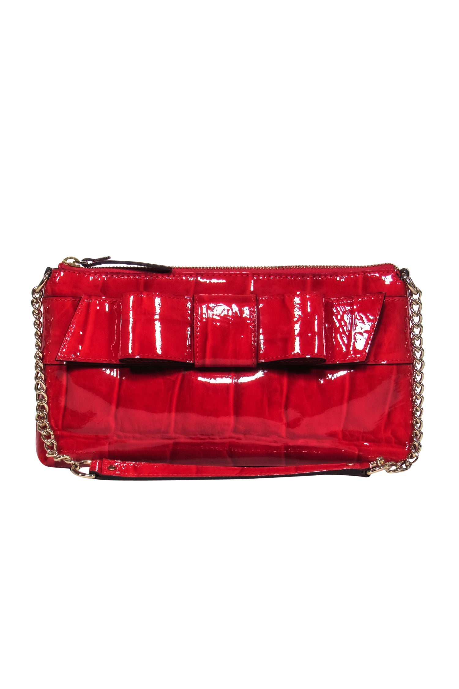 Kate Spade Red Patent Leather Reptile - Inspired Shining Shoulder Bag