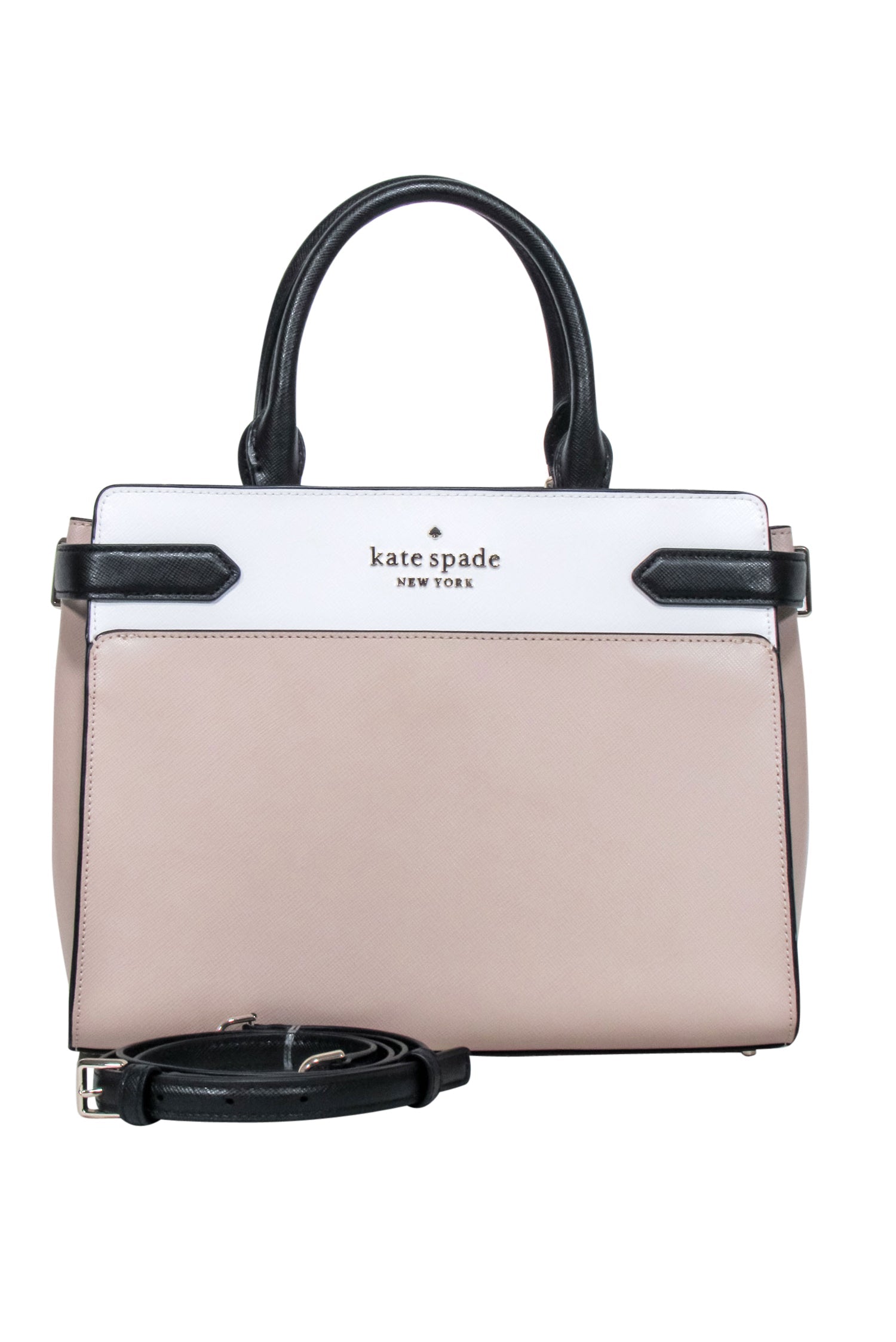Kate Spade - Chic Beige, White & Black Saffiano Staci Leather Satchel