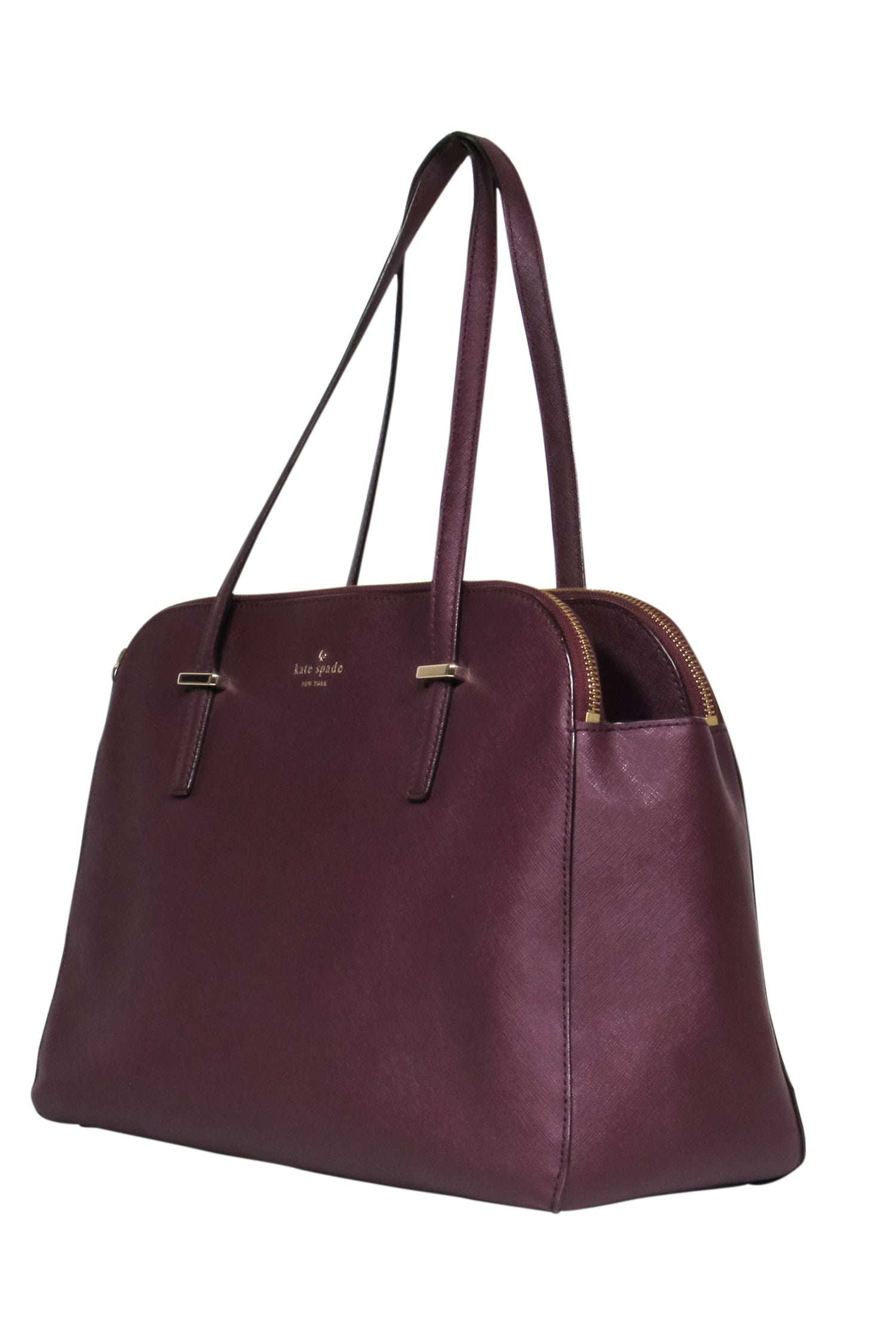 Kate Spade Luxury Burgundy Double Zipper Large Tote Bag - A Must - Have for Work!