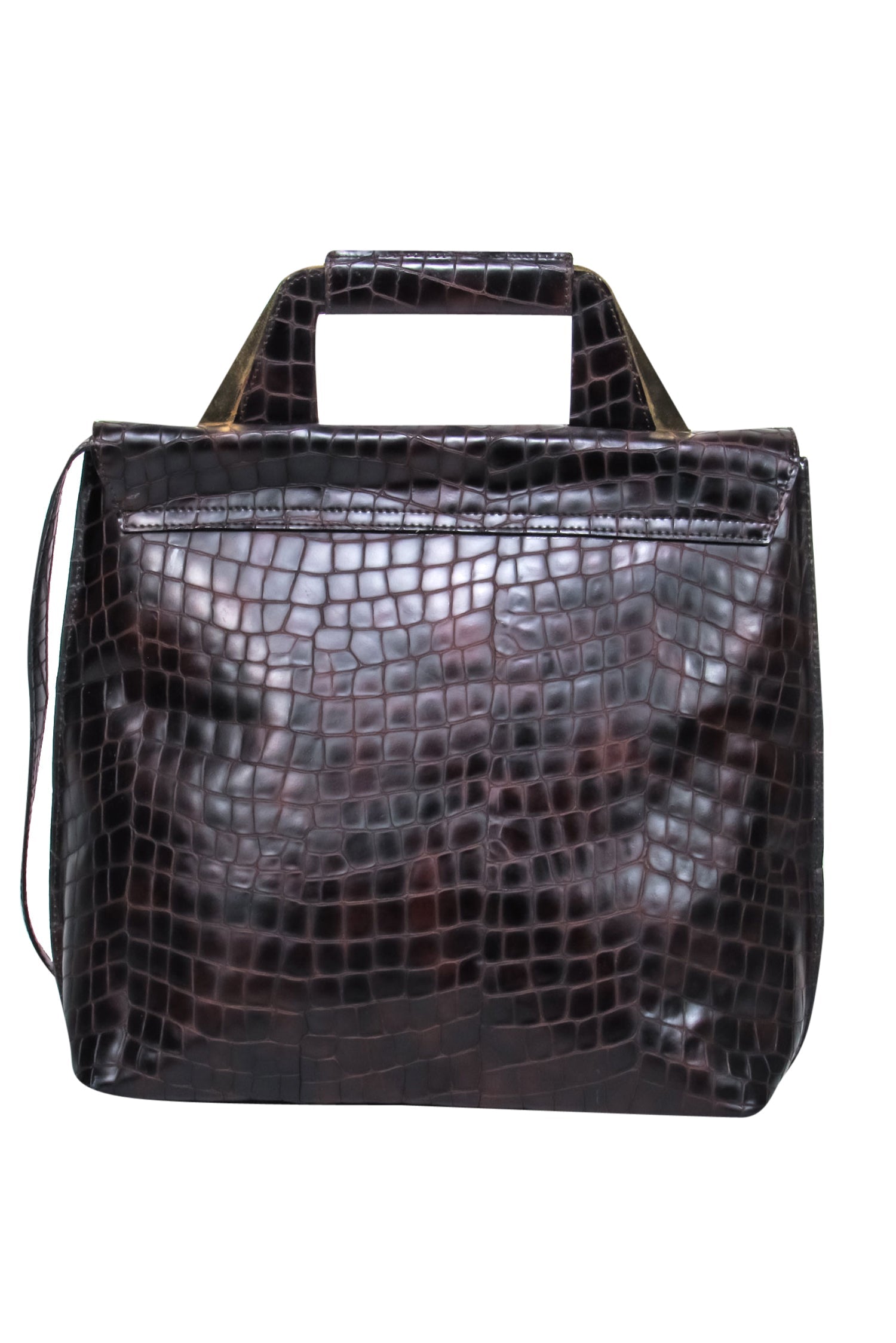 Rodo - Stunning Brown Crocodile Embossed Convertible Satchel