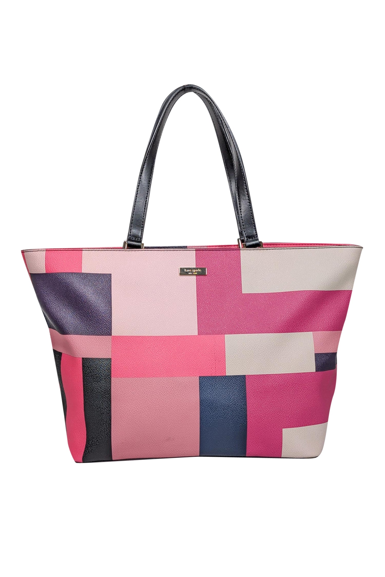 Kate Spade - Chic Pink, Cream & Navy Color Block Tote Bag