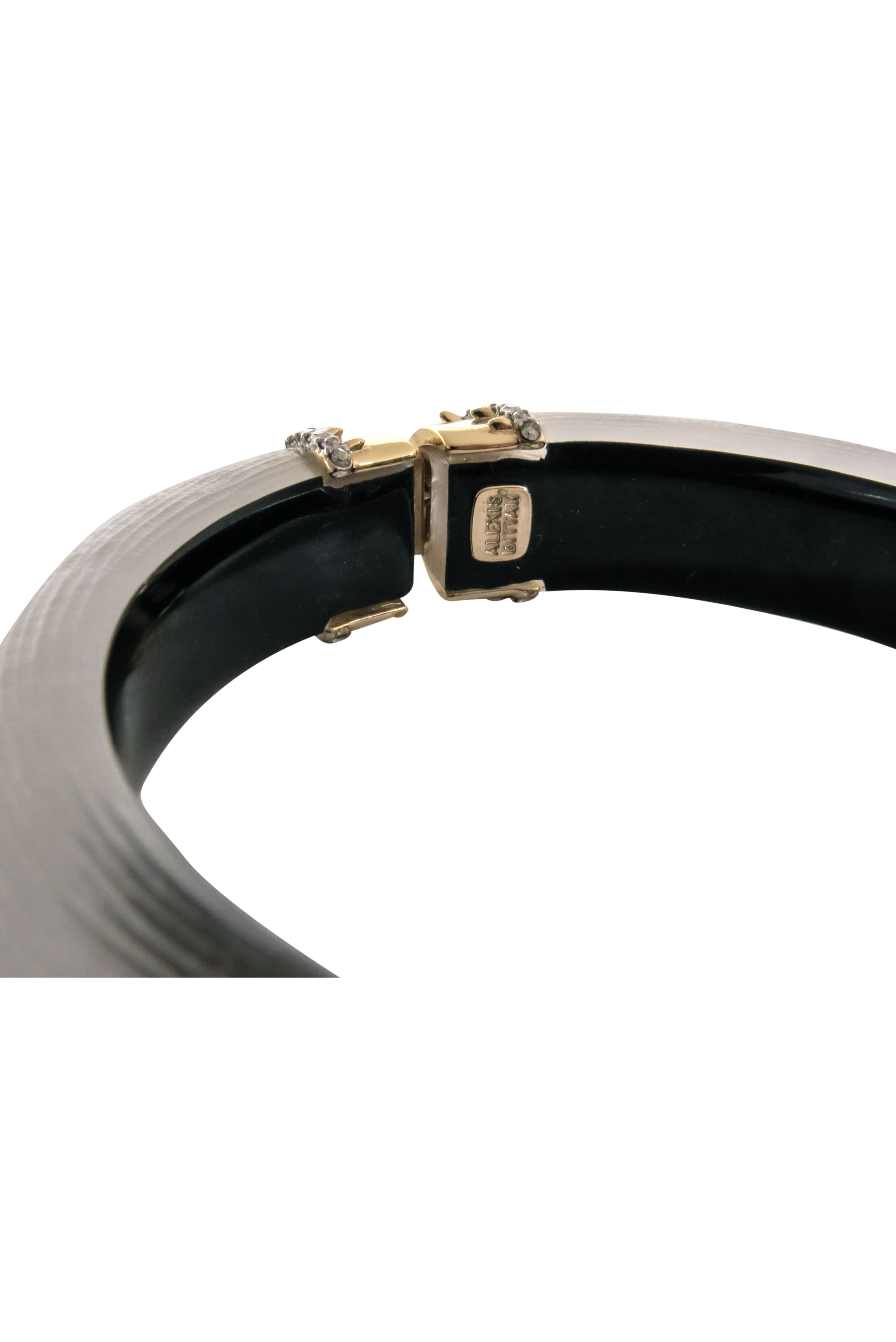 Alexis Bittar - Stunning Lucite Bangle with Gold Clasps and Diamond Adornment