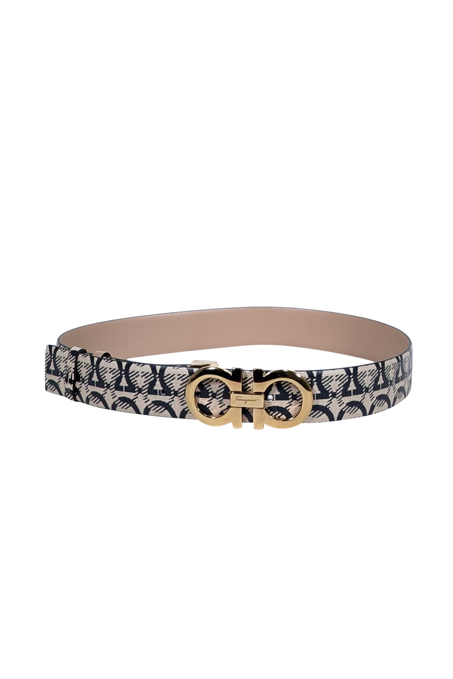 Ferragamo - Stunning Reversible Belt Set in Beige, Tan, Black & Multi (Size M)