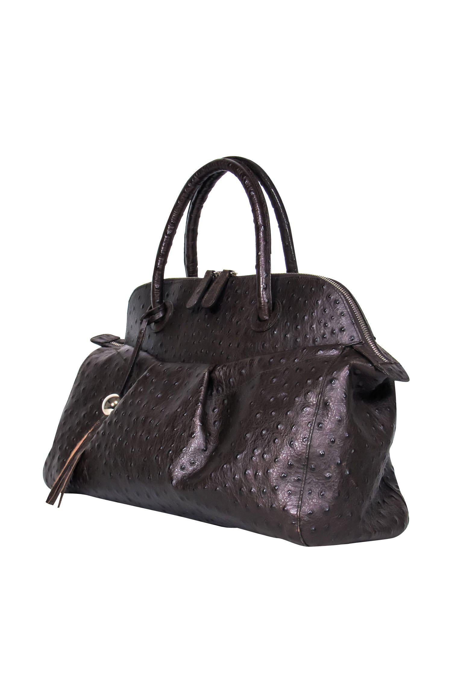 Furla - Stunning Brown Ostrich Embossed Large Satchel Handbag