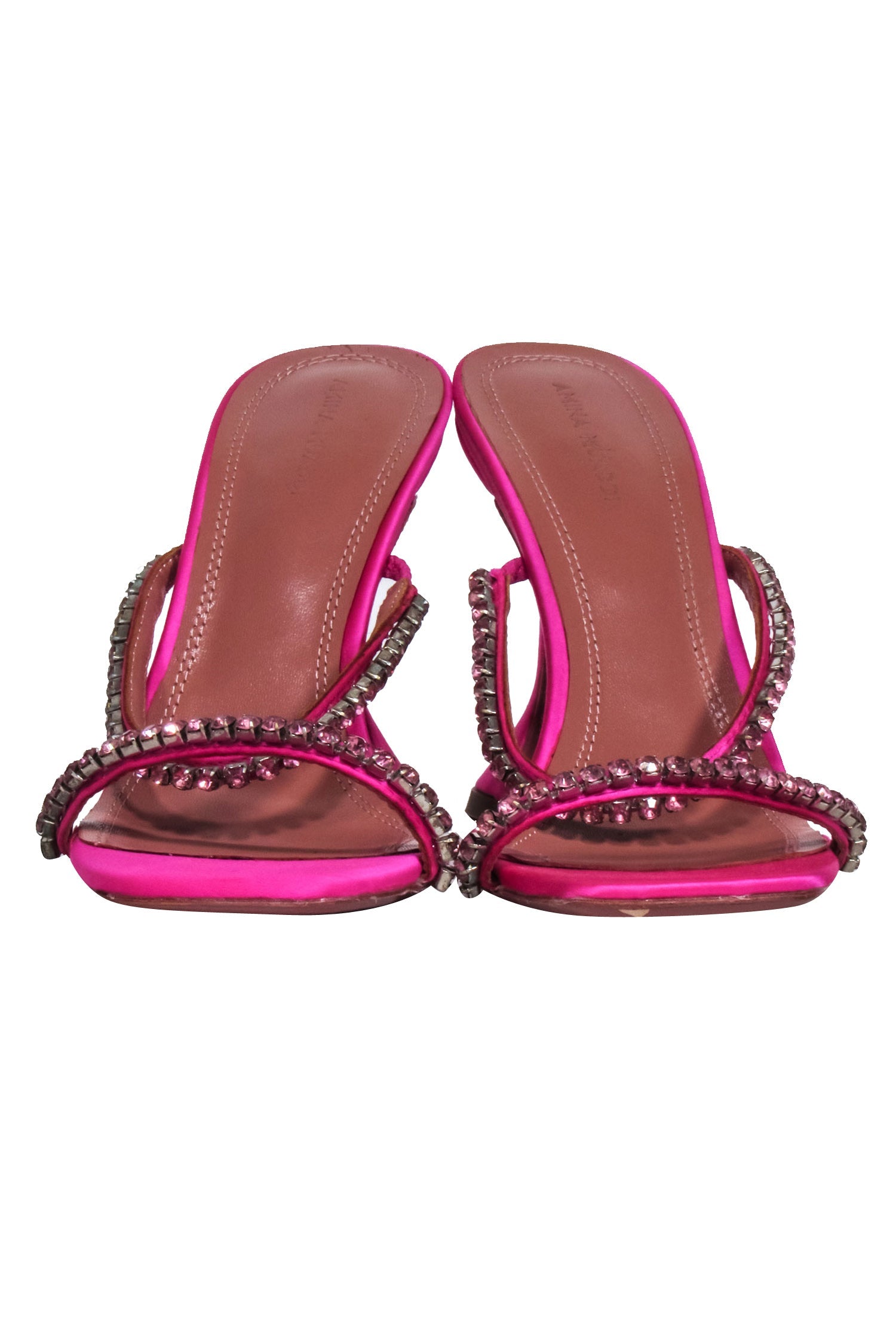 Amina Muaddi Gilda Hot Pink Strappy Jewel Heels - Size 7