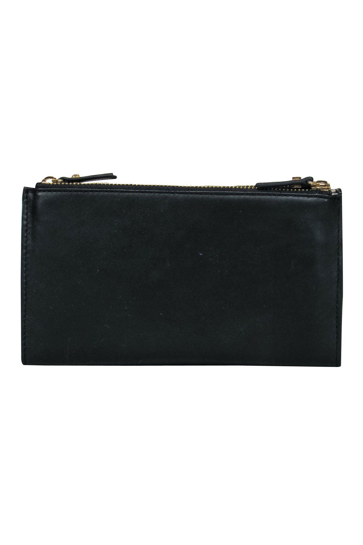 India Hicks - Stunning Black Smooth Leather Zip Wallet with Contrast Pocket