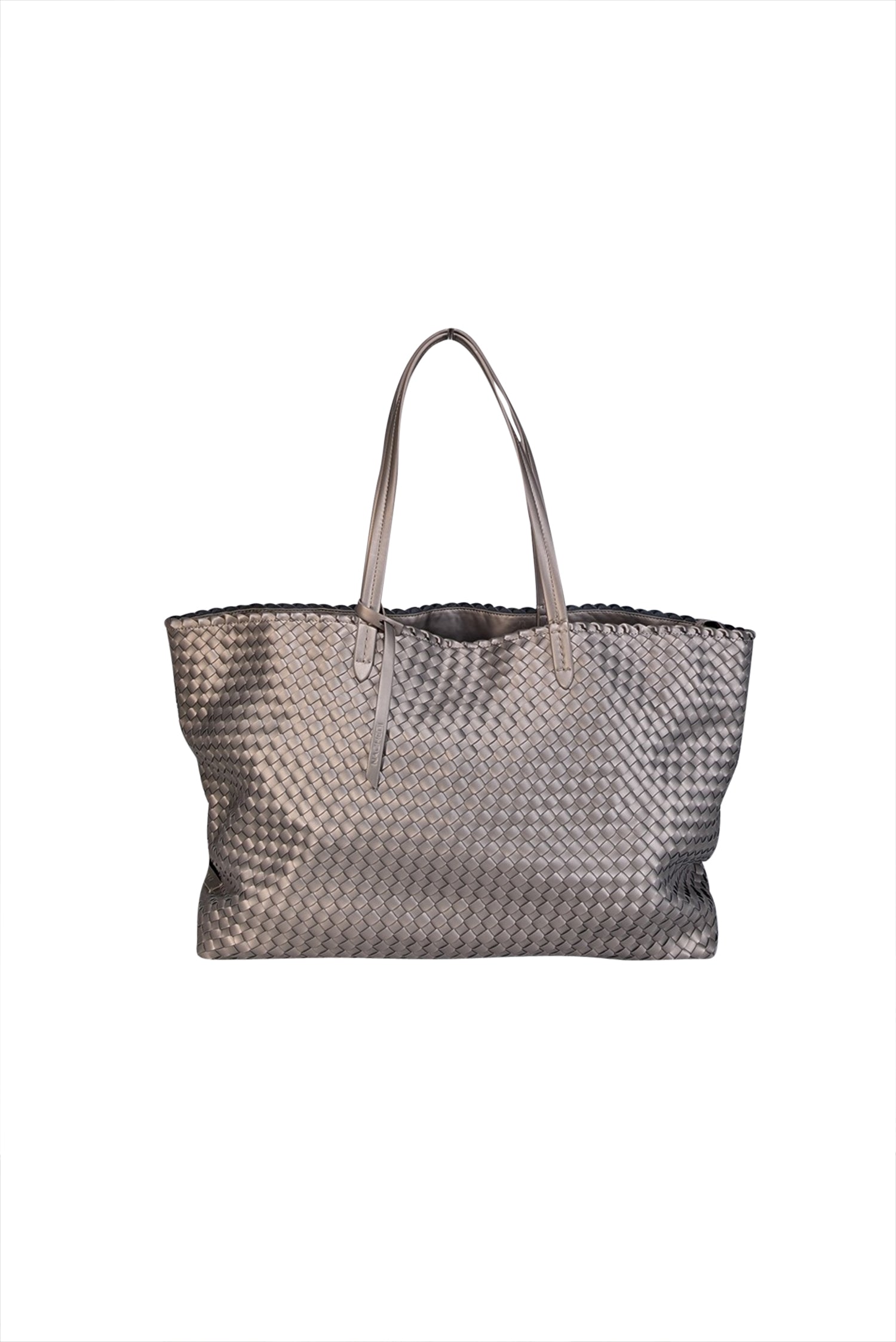 Naghedi Metallic Taupe Woven Large Tote - Fashionable Essential