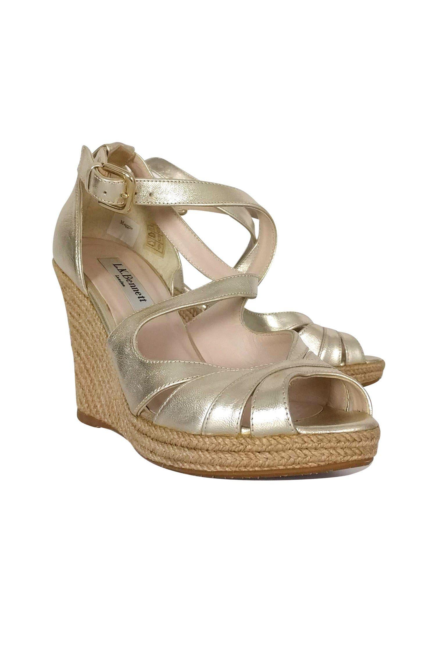 L.K. Bennett Gold Espadrille Wedges - Size 6: Chic Summer Footwear!