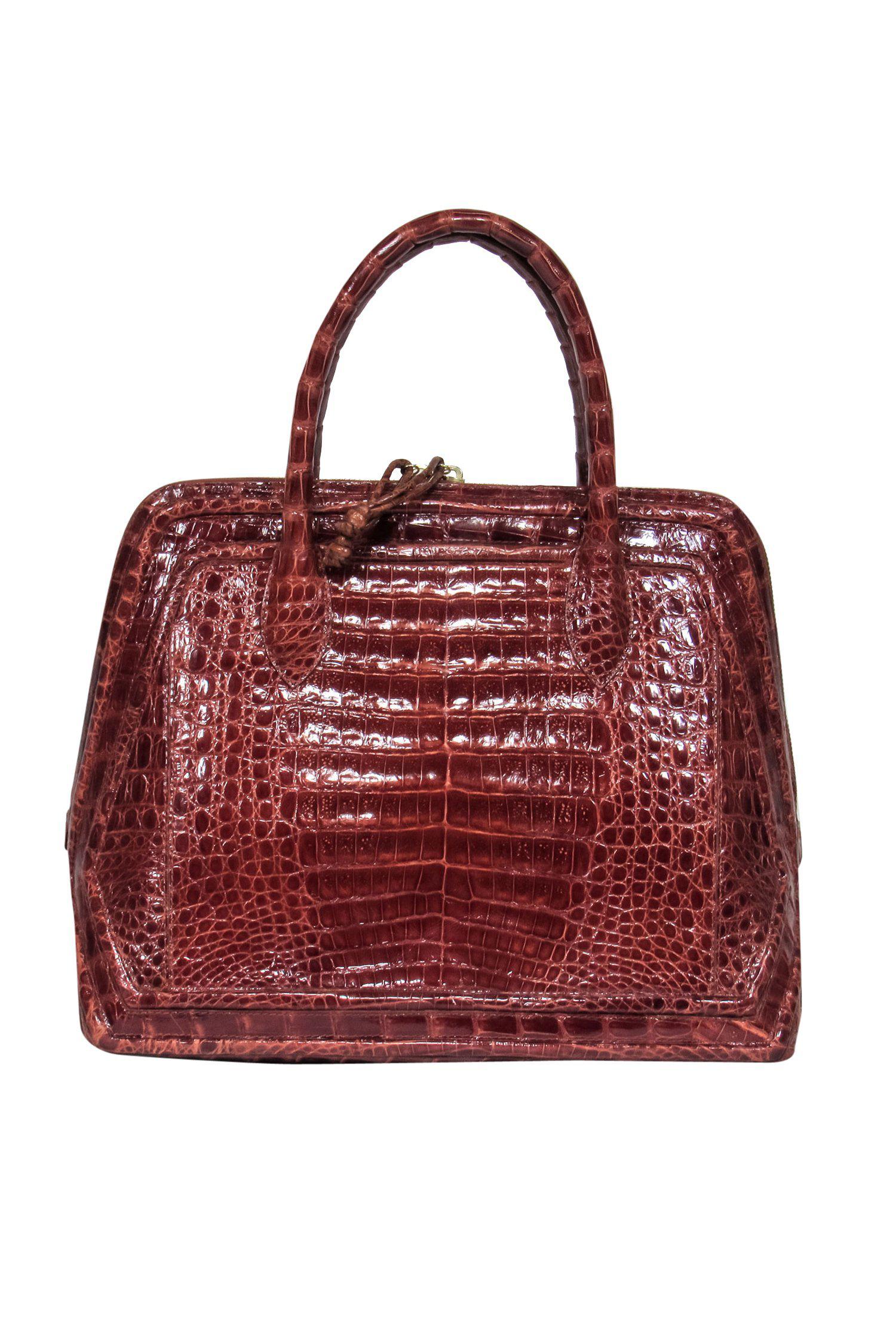 Nancy Gonzalez - Stunning Brown Crocodile Leather Structured Handbag