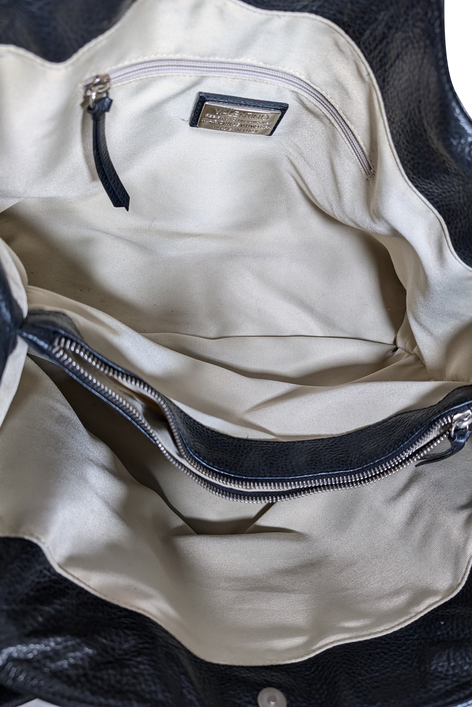 Valentino by Mario Valentino - Stunning Black Pebbled Leather Tote Bag