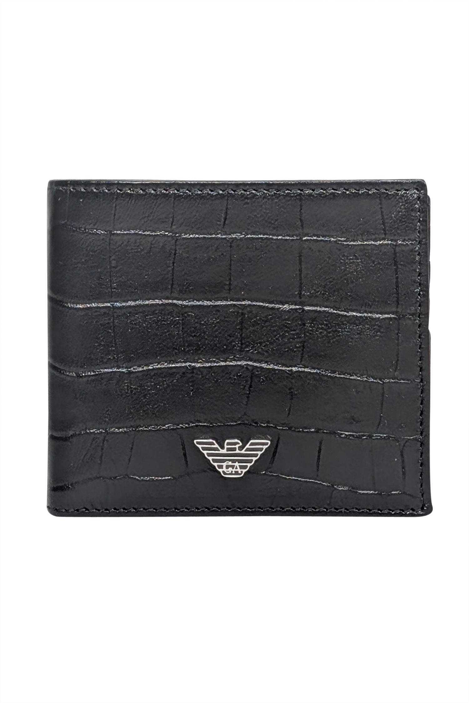 Emporio Armani's Stunning Black Croc-Embossed Leather Wallet