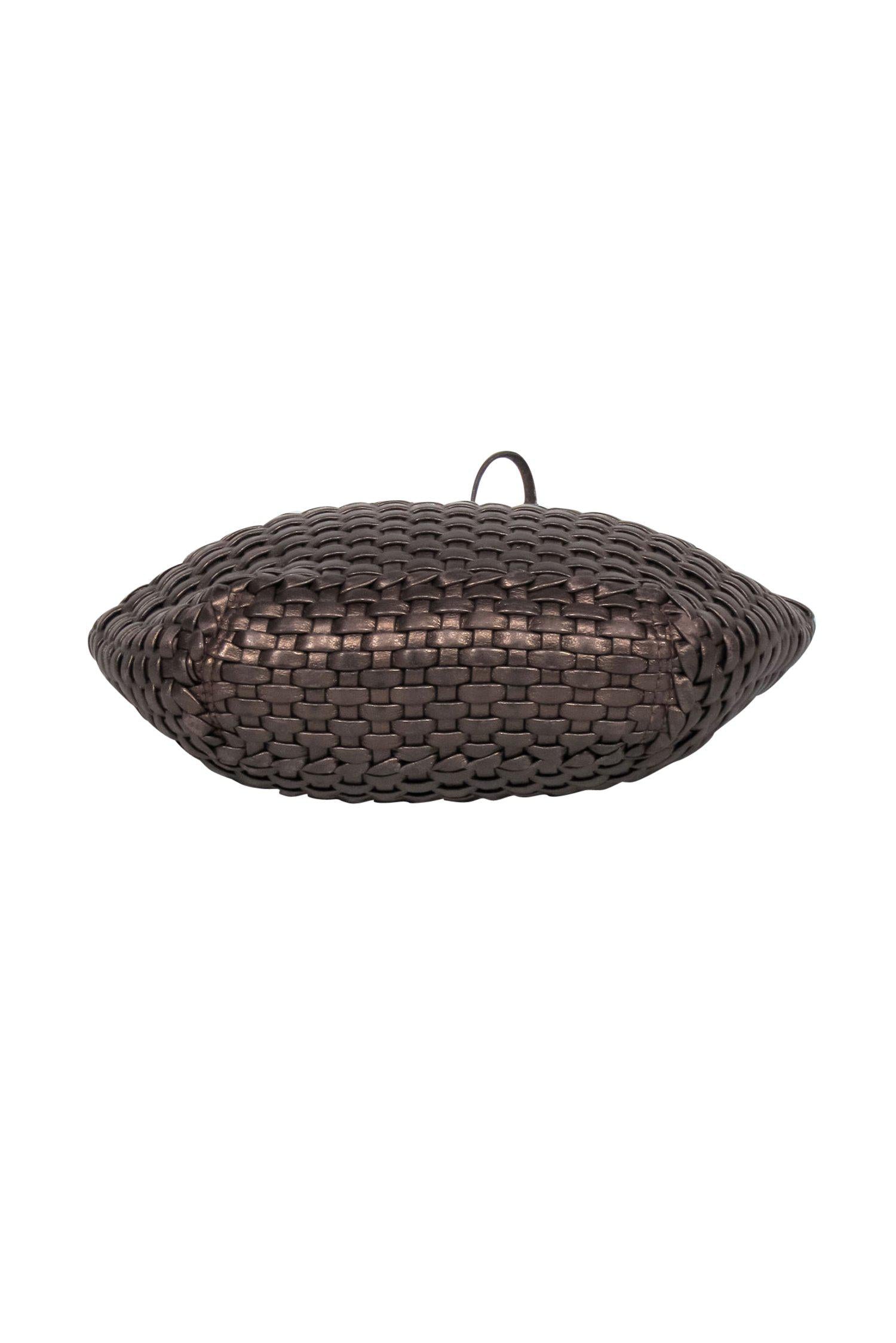 Ferragamo Brown Shiny Mini Basket Weave Handbag - Your Tropical Dream Accessory