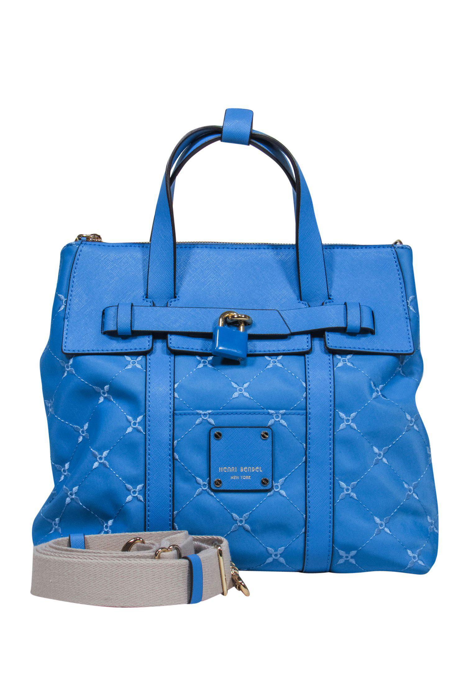 Henri Bendel - Stunning Blue Embroidered Convertible Satchel