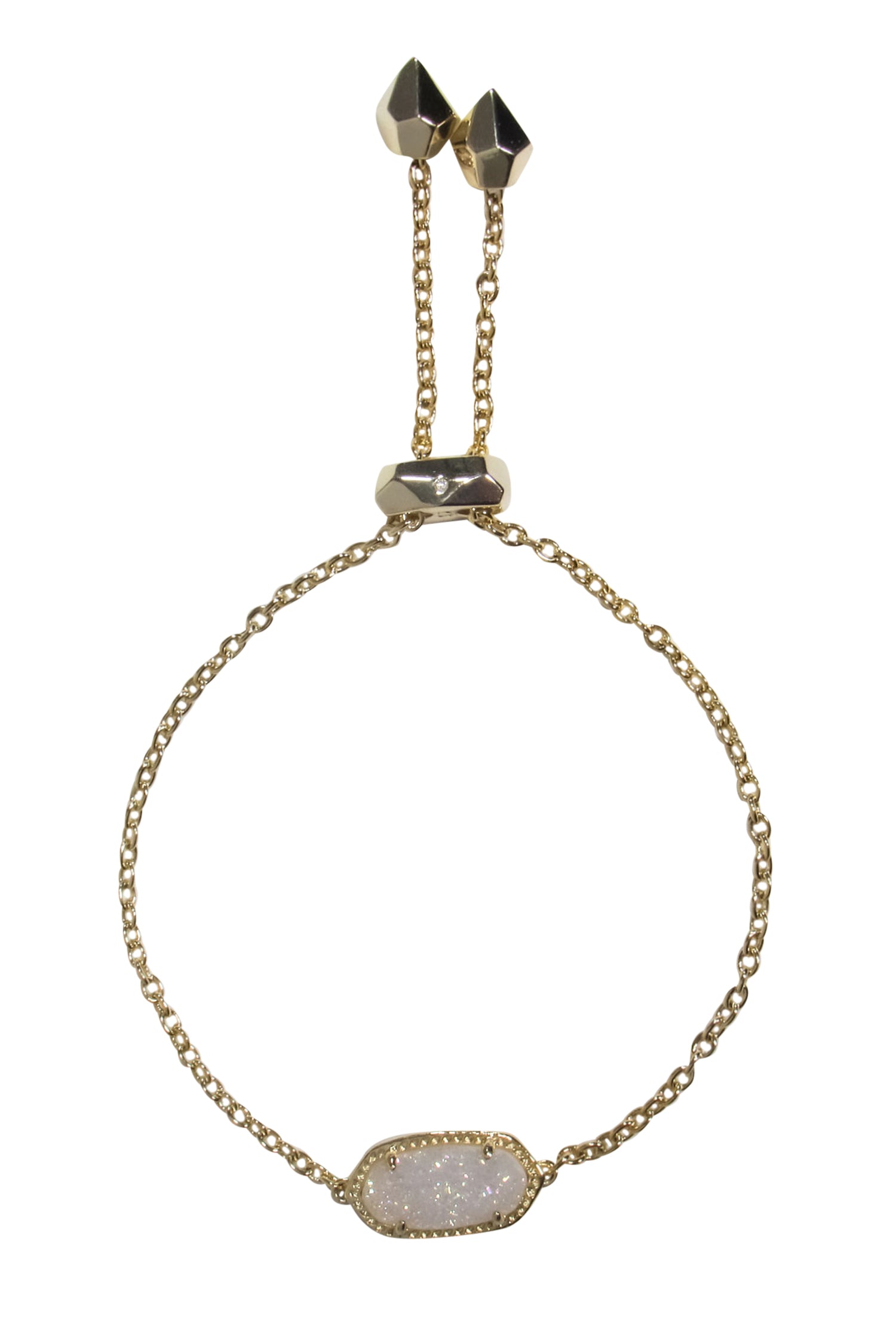 Kendra Scott - Gold Adjustable 'Elaina' Chain Bracelet with Sparkling White Stone