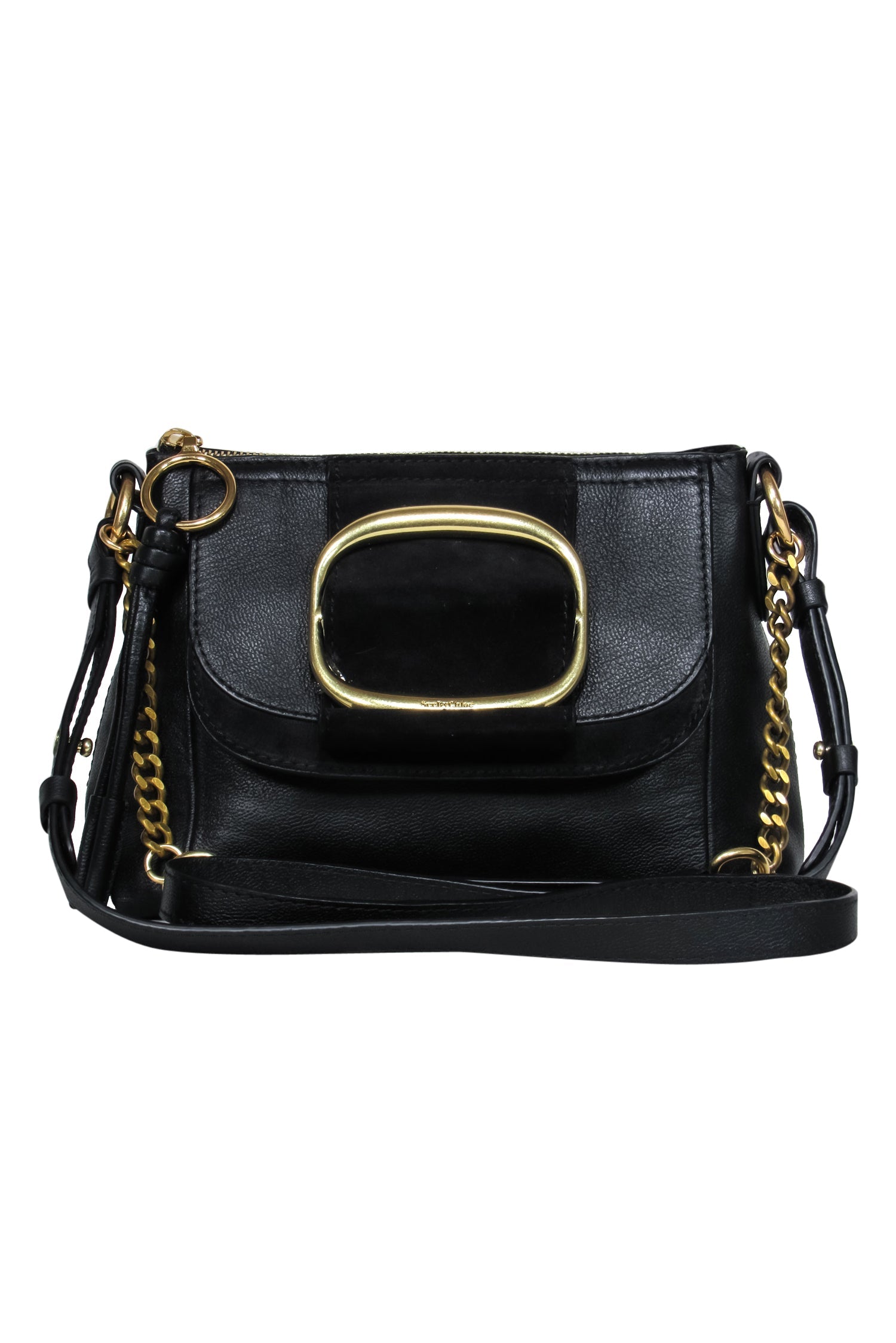 See by Chloe - Exquisite Black Leather & Suede Crossbody Bag with Chain Handle