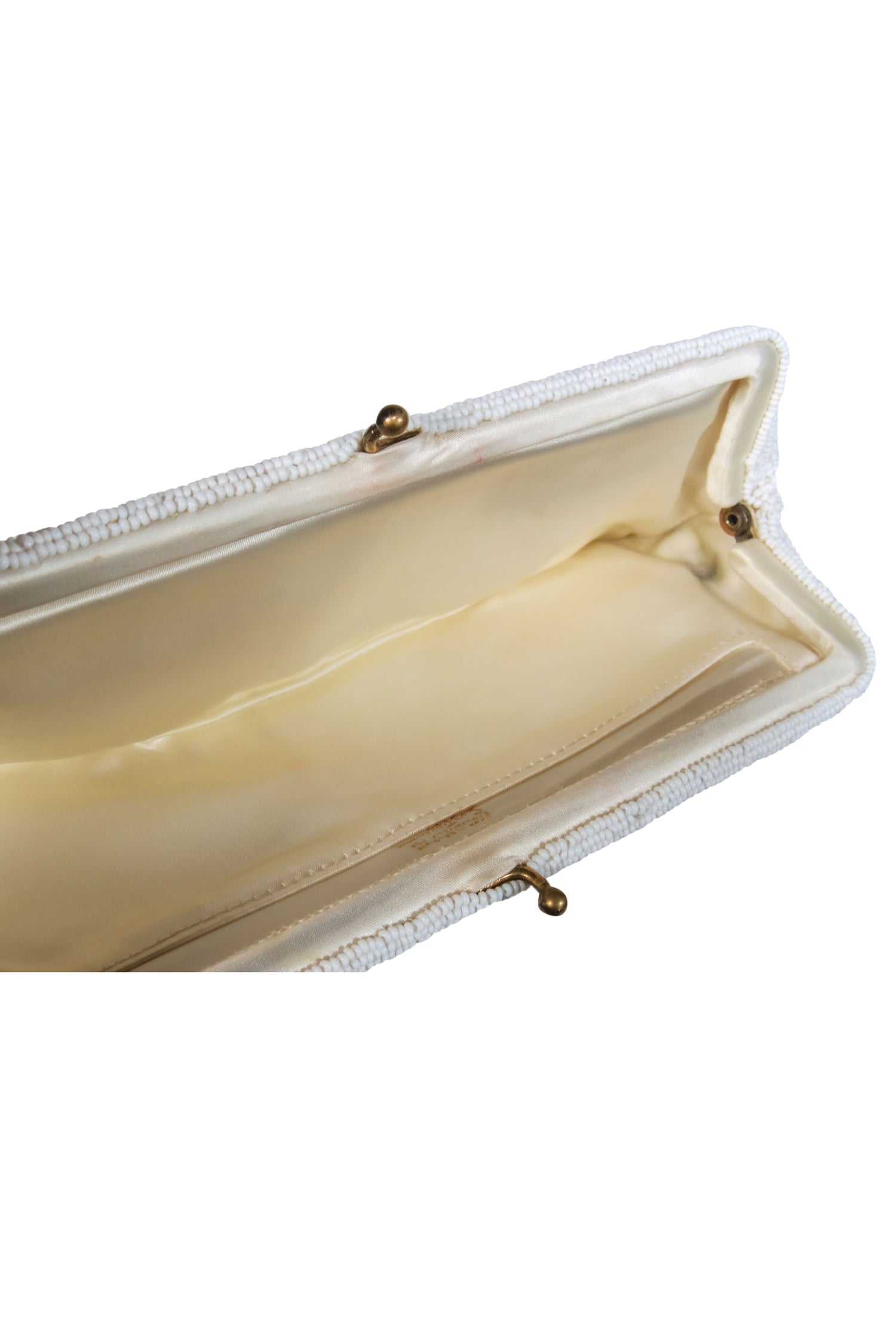 Saks Fifth Avenue - Stunning Small White Beaded & Floral Embroidered Clasped Clutch