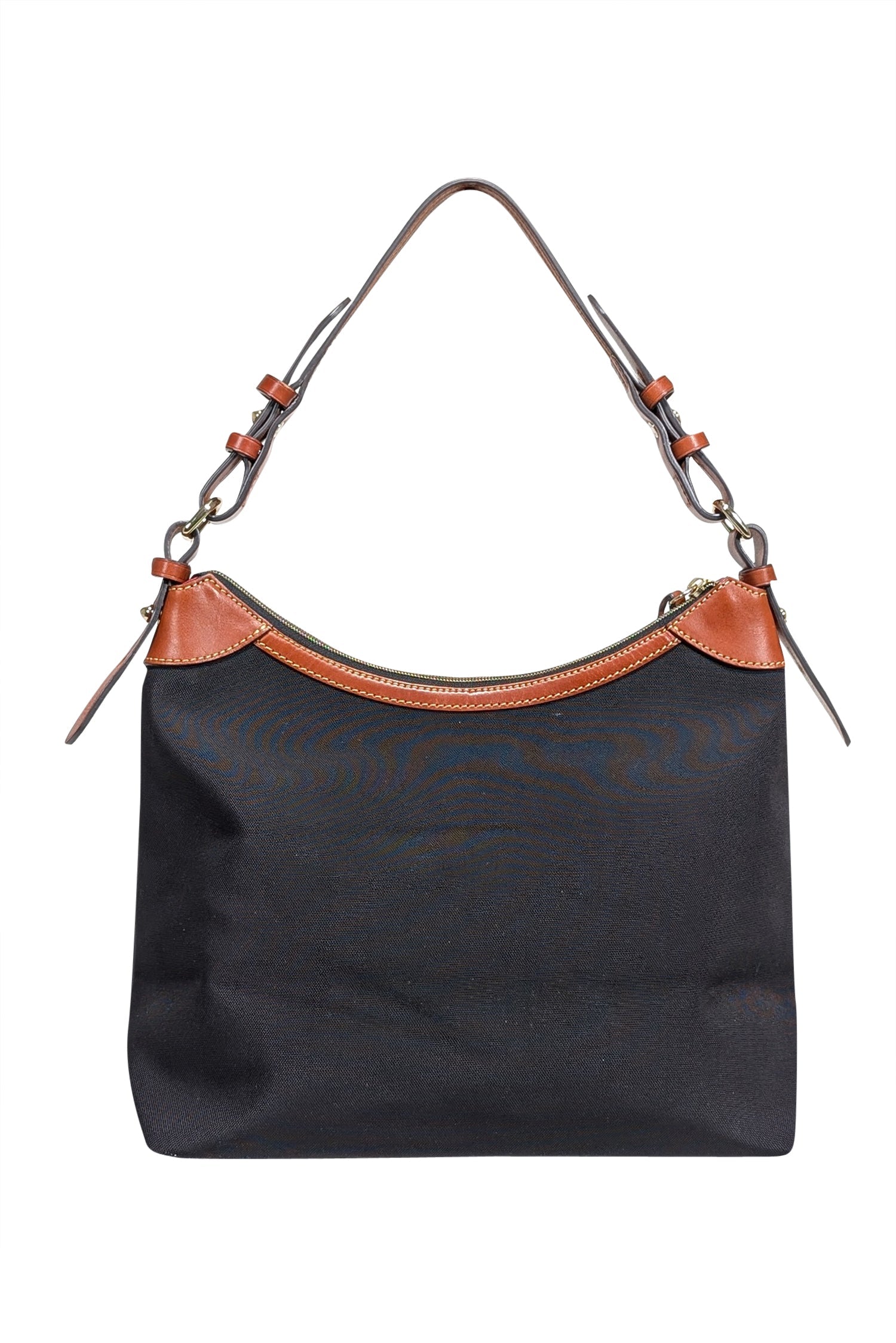 Dooney & Bourke - Stylish Black Canvas Shoulder Bag with Leather Accents