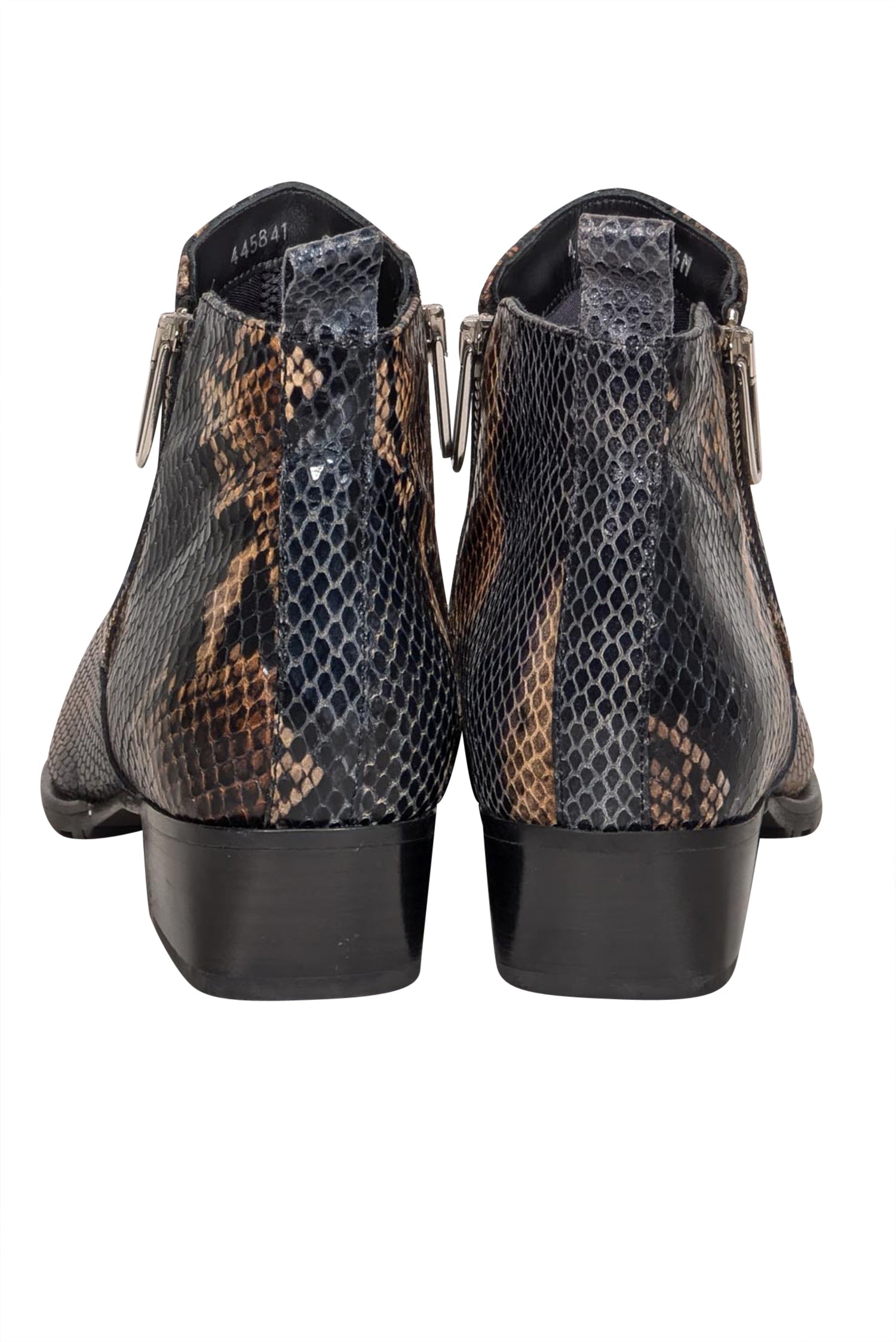 Aquatalia - Stylish Snakeskin Embossed Leather Ankle Boots in Black, Brown & Beige, Size 8.5