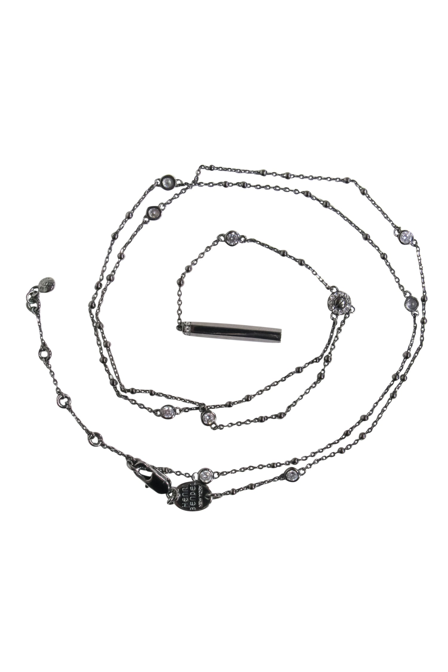 Henri Bendel - Stunning Pewter Jeweled Chain Statement Necklace with Bar
