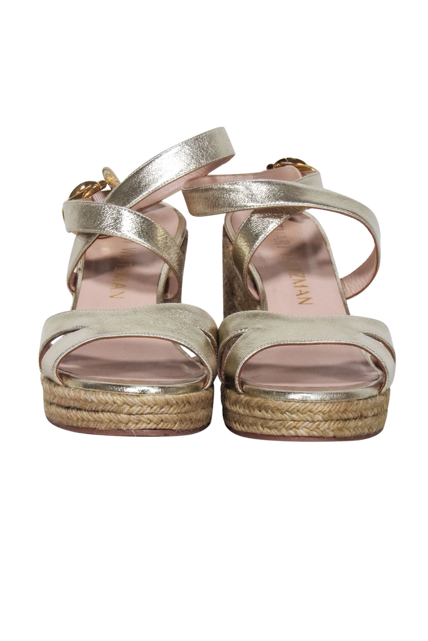 Stuart Weitzman Gold Metallic Espadrille Wedges - Size 11: A Must-Have for Stylish Vacations!