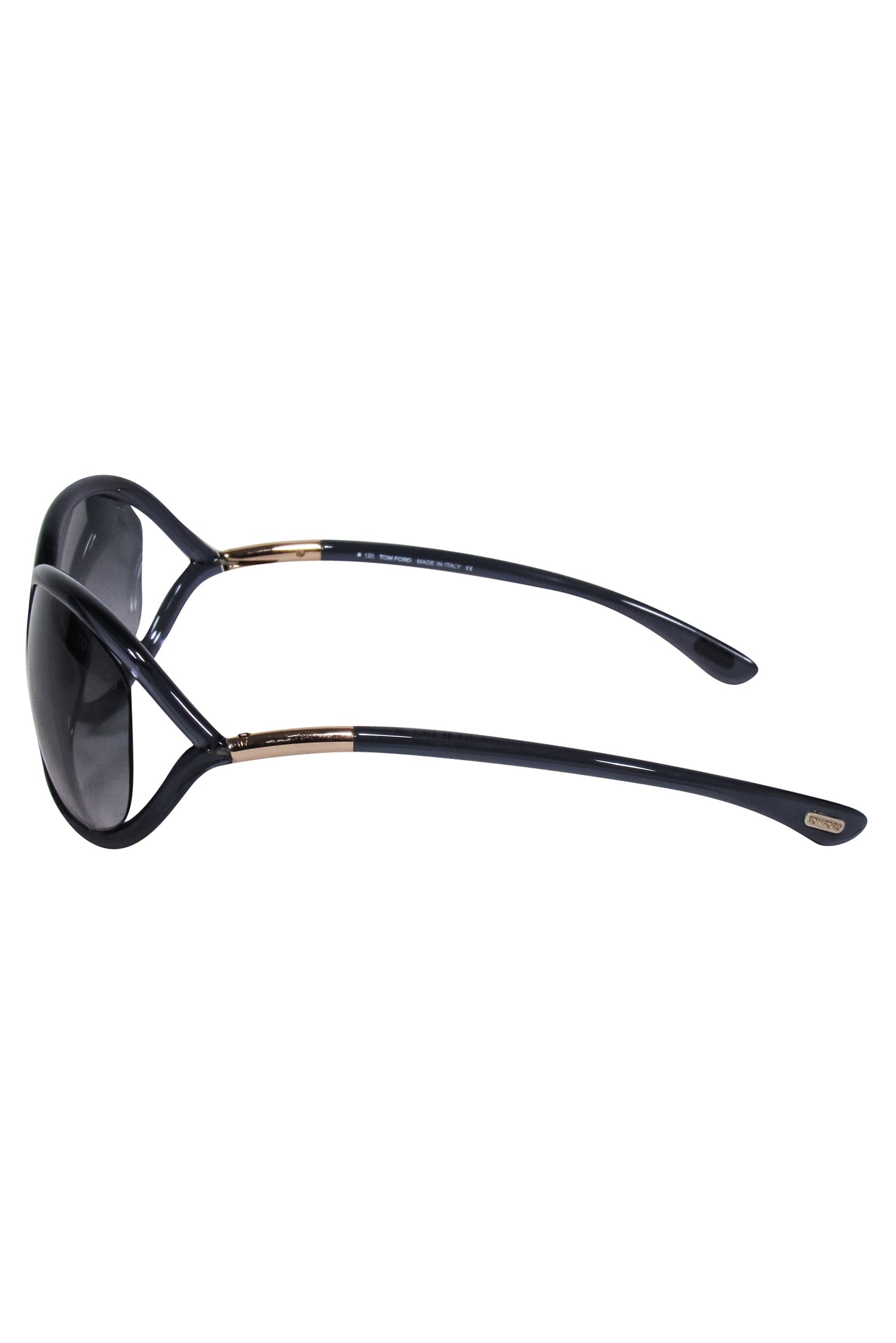 Tom Ford Translucent Dark Blue Rounded Sunglasses with Gorgeous Gold Detail