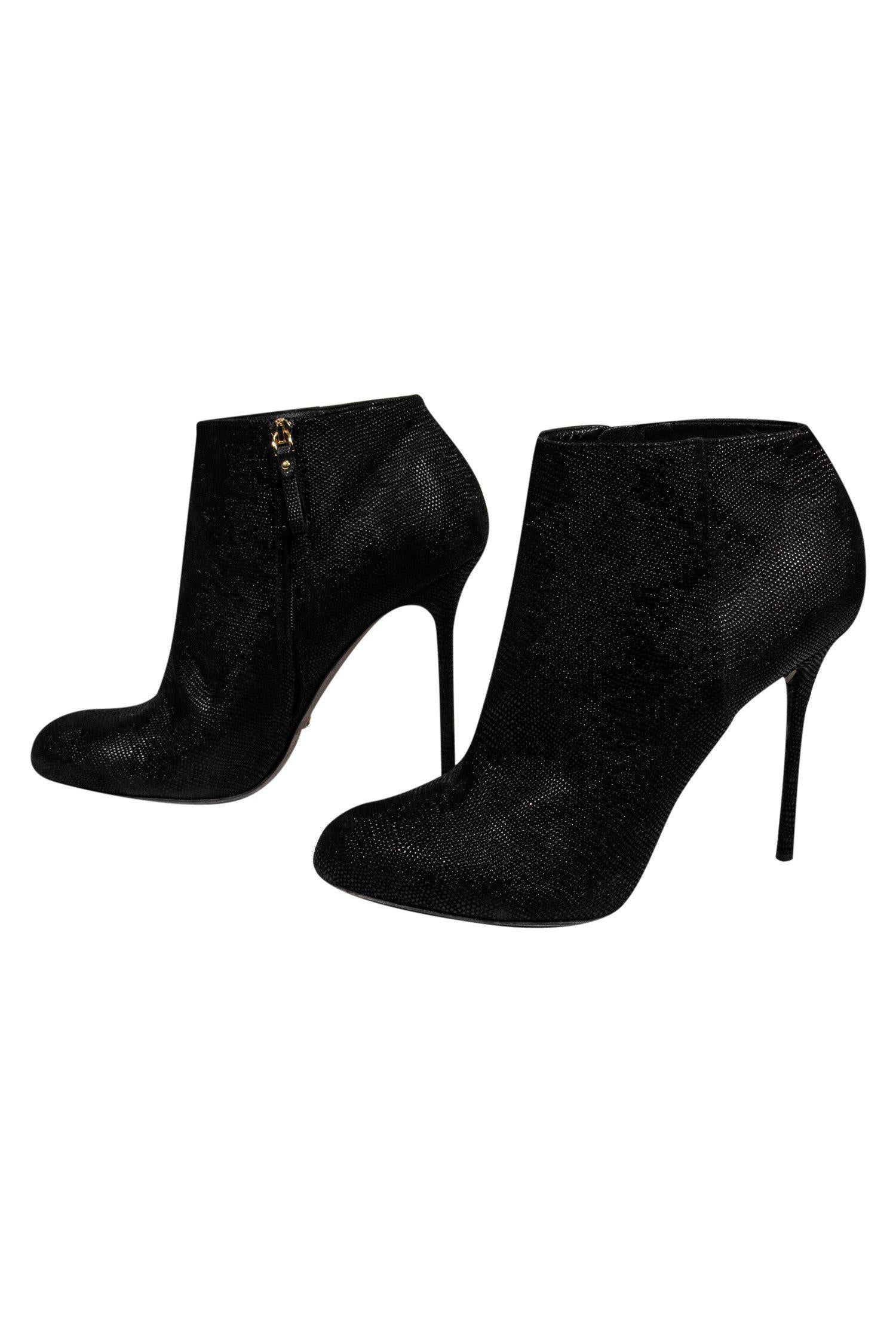 Sergio Rossi Black Textured Stiletto Ankle Booties - Size 9.5: Add a Touch of Danger!
